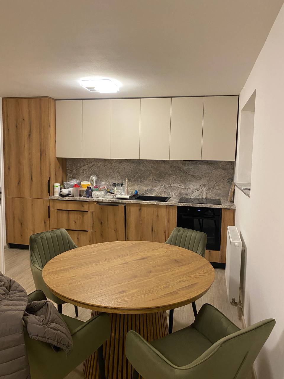 Rozkládací kulatý stůl Fjord s lamelami, 120 cm–200 cm zdjęcie klienta Muhamedgali