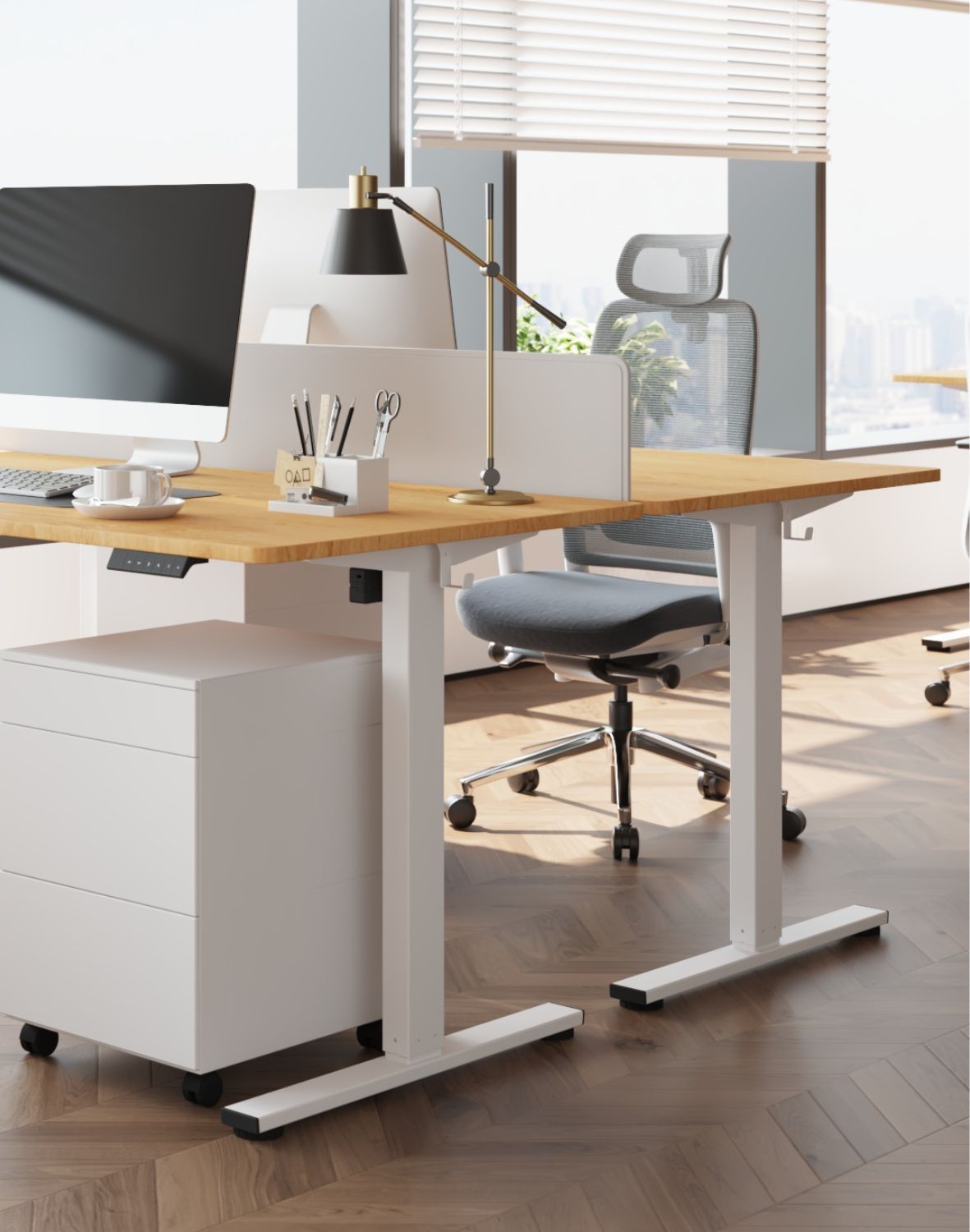 biurko z regulacja wysokosci alto 100 white 120 cm