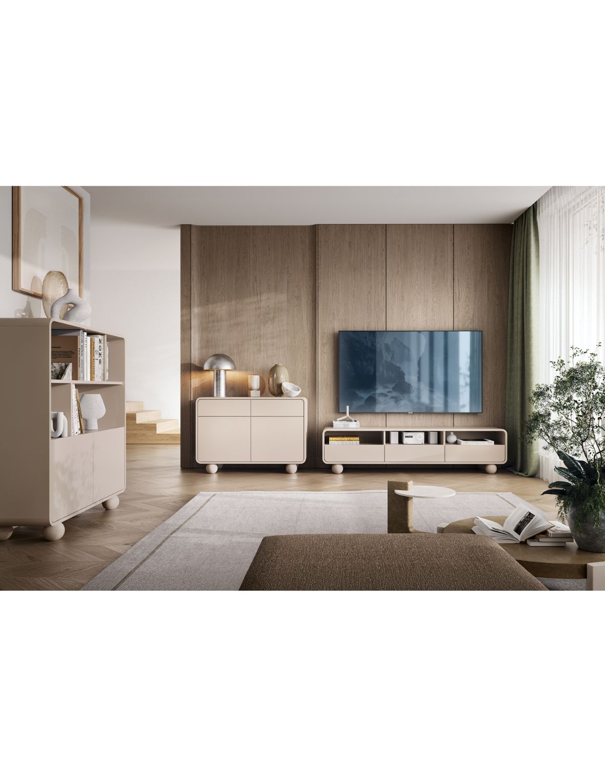 niski regał z szafką albion rg108, kaszmirowy