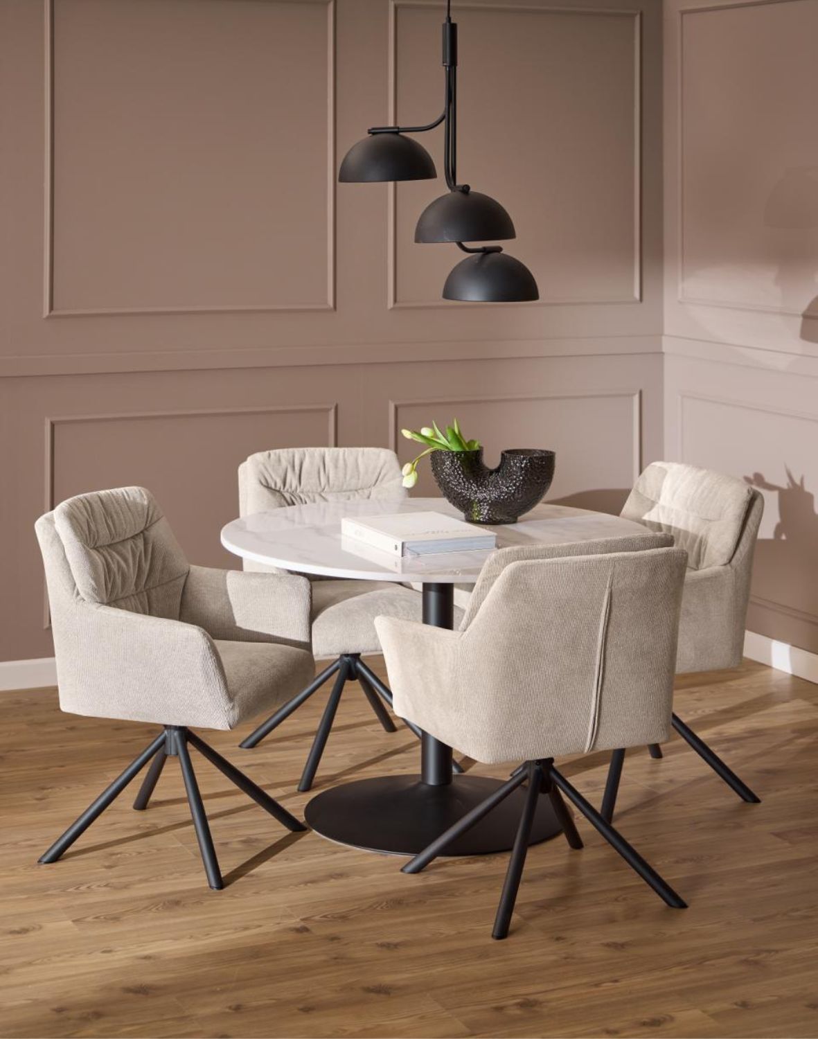 krzesło jadalniane obrotowe alonso beżowe z podłokietnikami (09745)