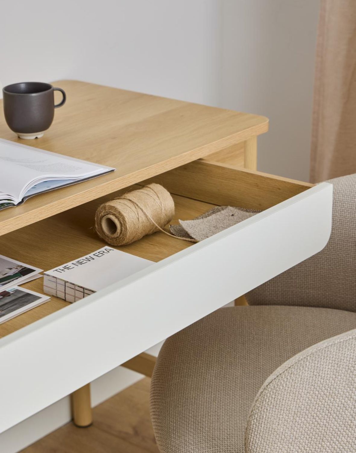 biurko drewniane z szufladą alpena (11588), 110x50 cm