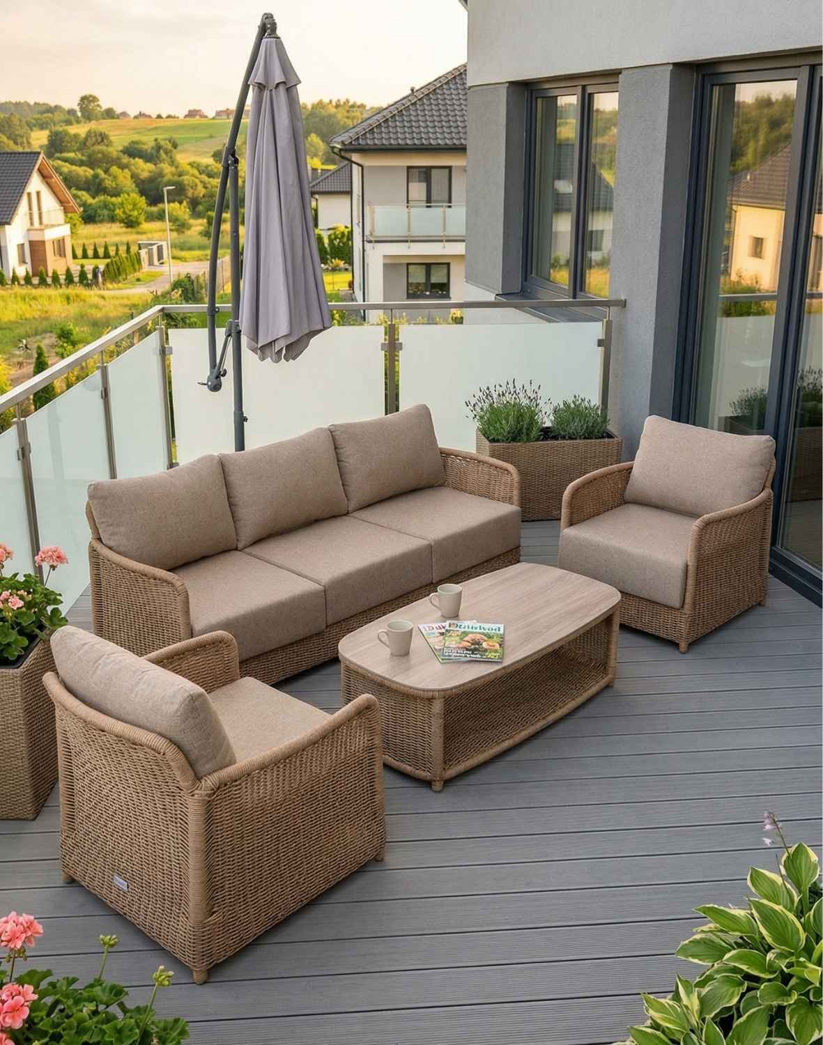 zestaw ogrodowy aruba: sofa, 2 fotele, stolik kawowy