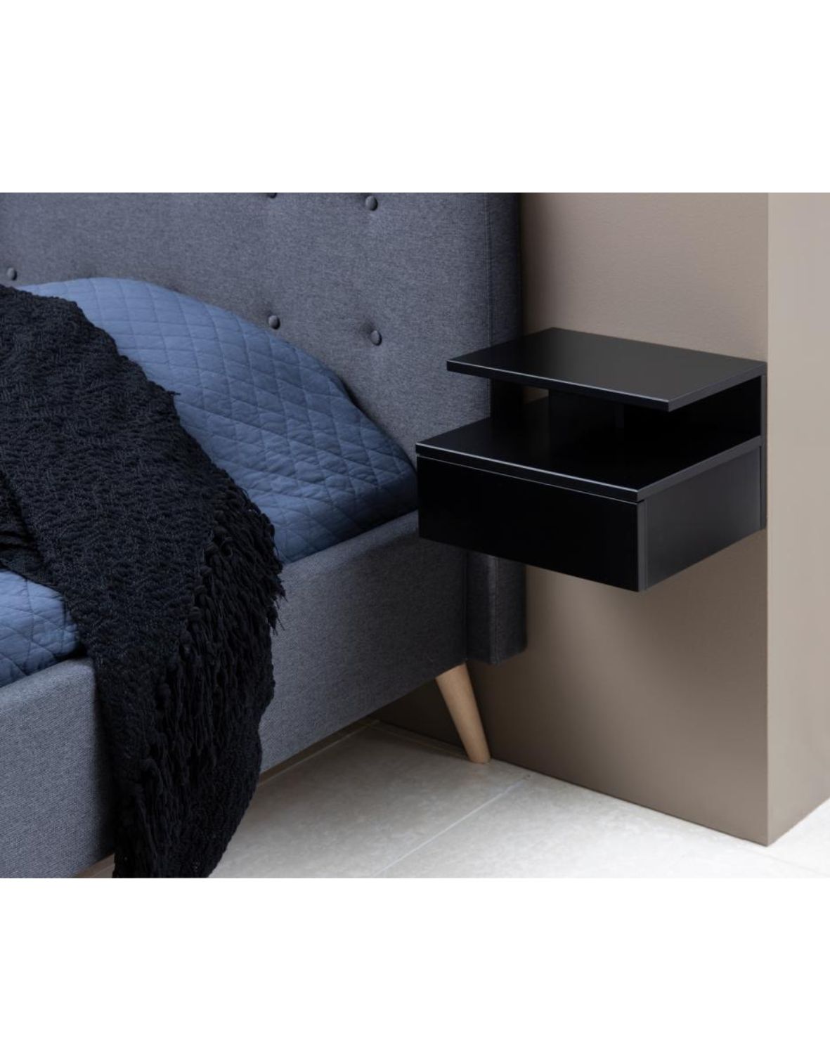 szafka nocna wisząca ashlan, czarna (05882)