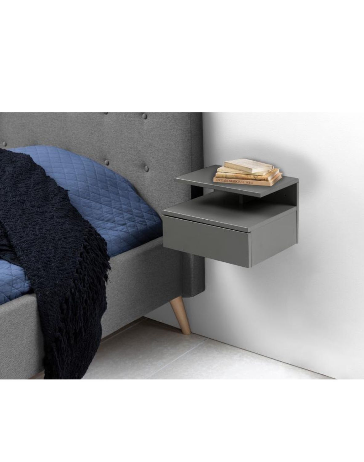 szafka nocna wisząca ashlan, szara (07182)