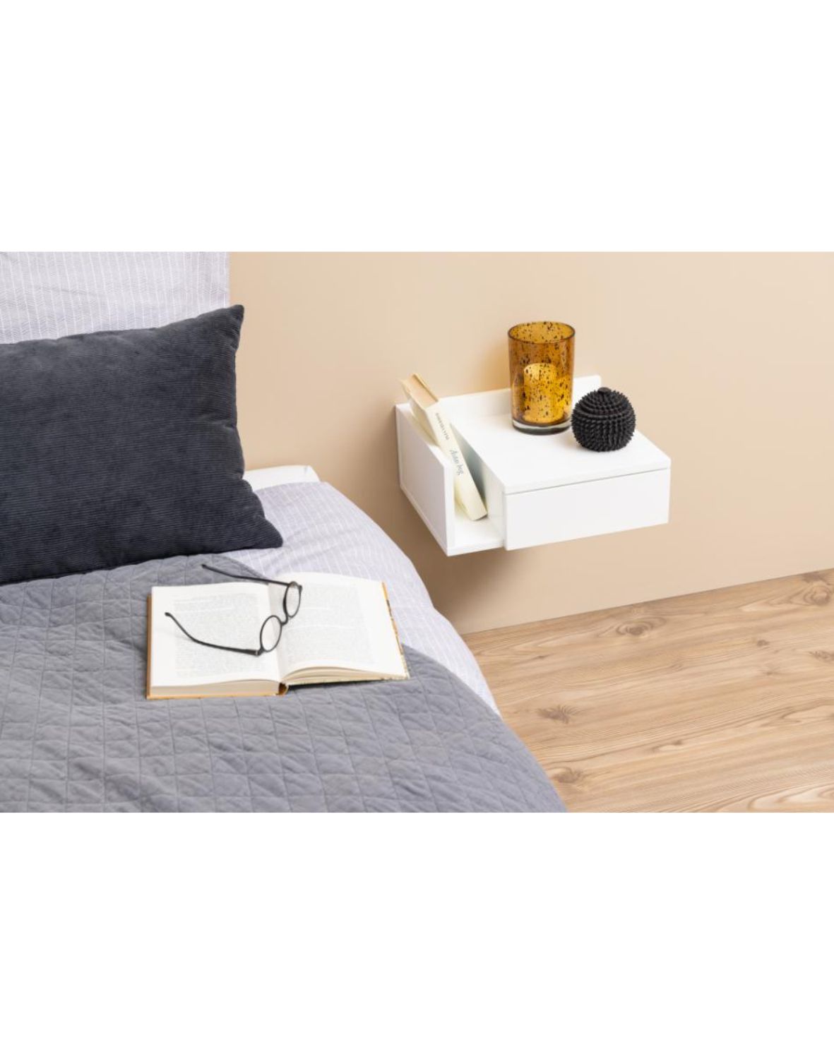 szafka nocna wisząca ashlan, biały (05881)