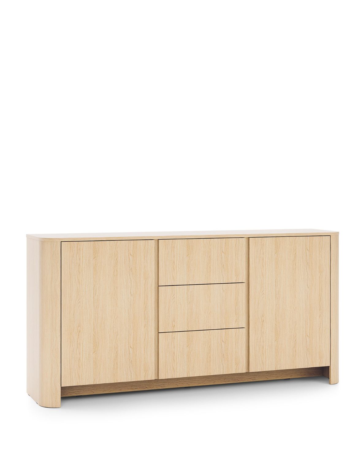 szeroka komoda z szufladami bari ksz168 ze złotą listwą, dąb vicenza