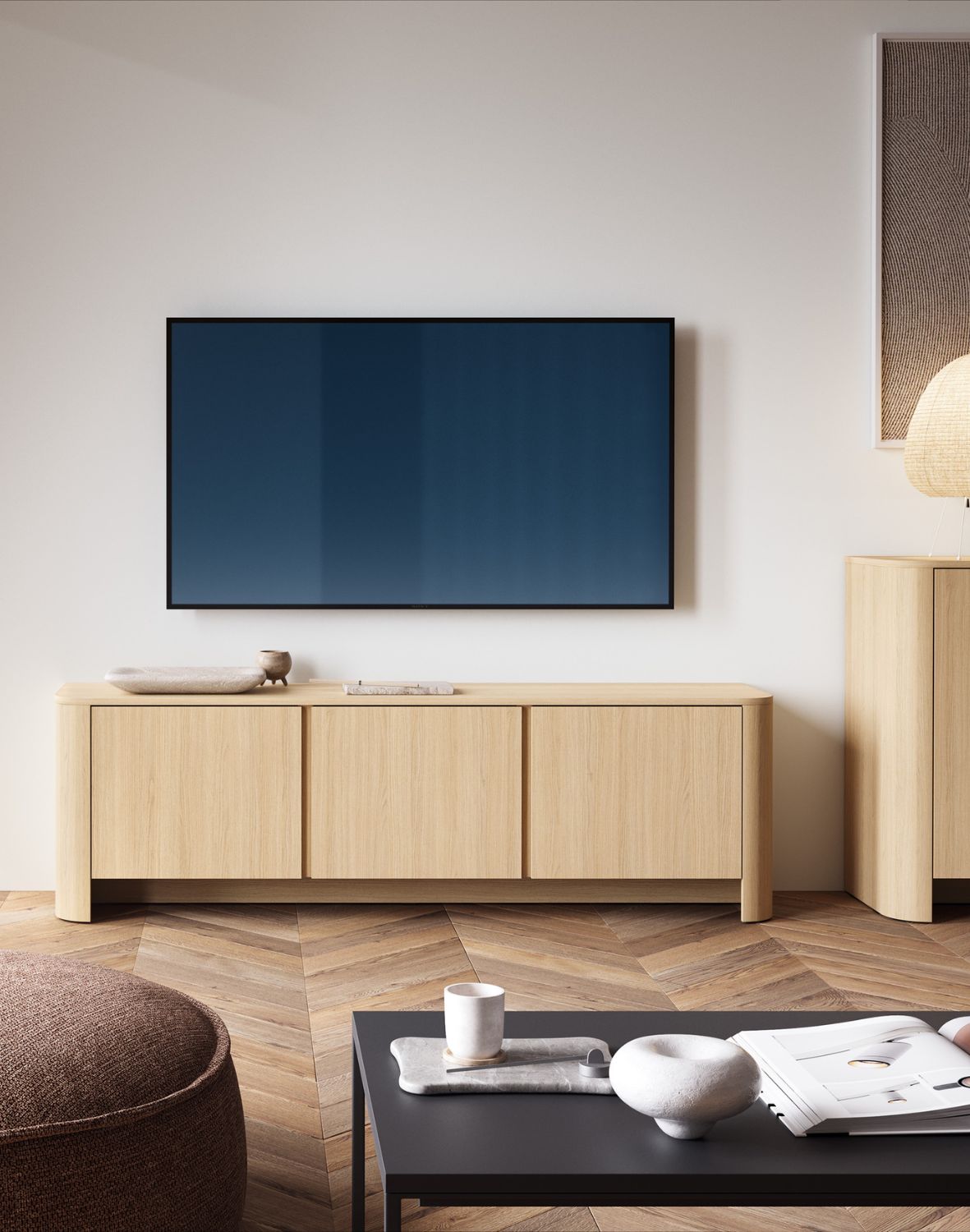 szafka pod telewizor bari rtv168 ze złotą listwą, dąb vicenza