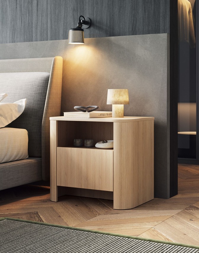 szafka nocna bari S58 z szufladą, dąb vicenza