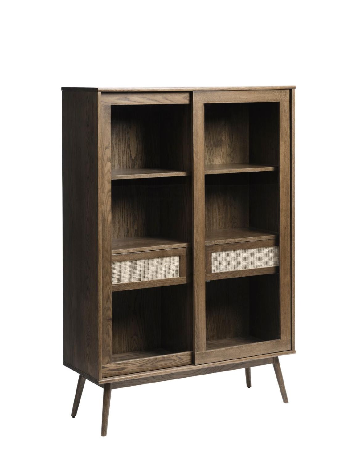 drewniana witryna do salonu barrali, ciemny dąb (46722930), 160 cm