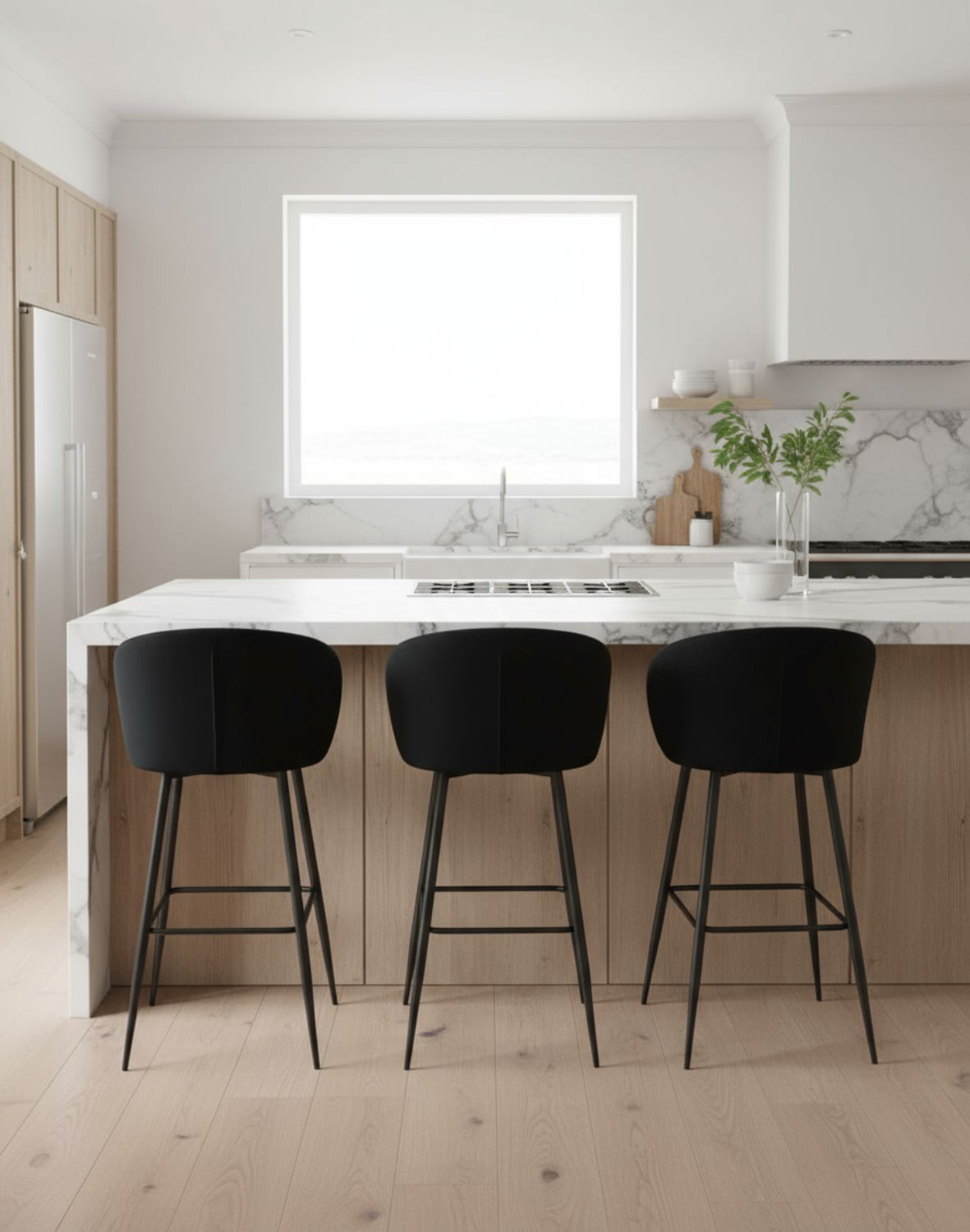 hoker do kuchni ganta black, czarny welwet, glamour