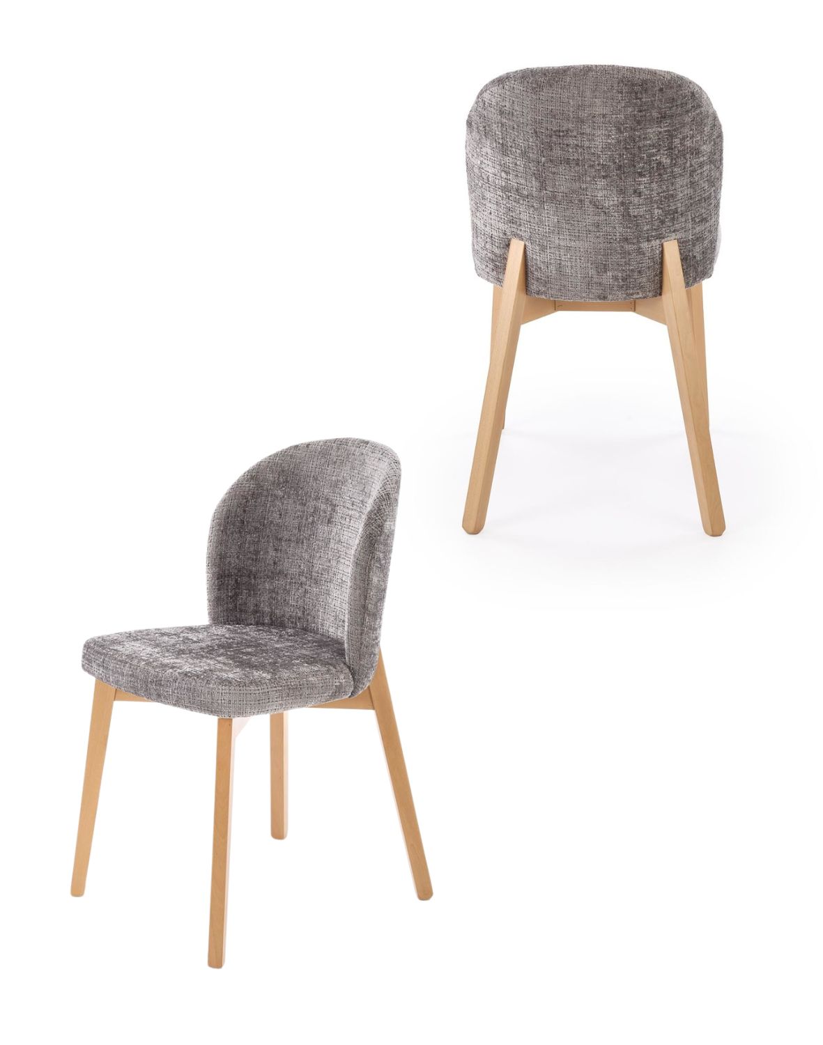 krzesło do jadalni basso, szare, drewno bukowe dąb naturalny