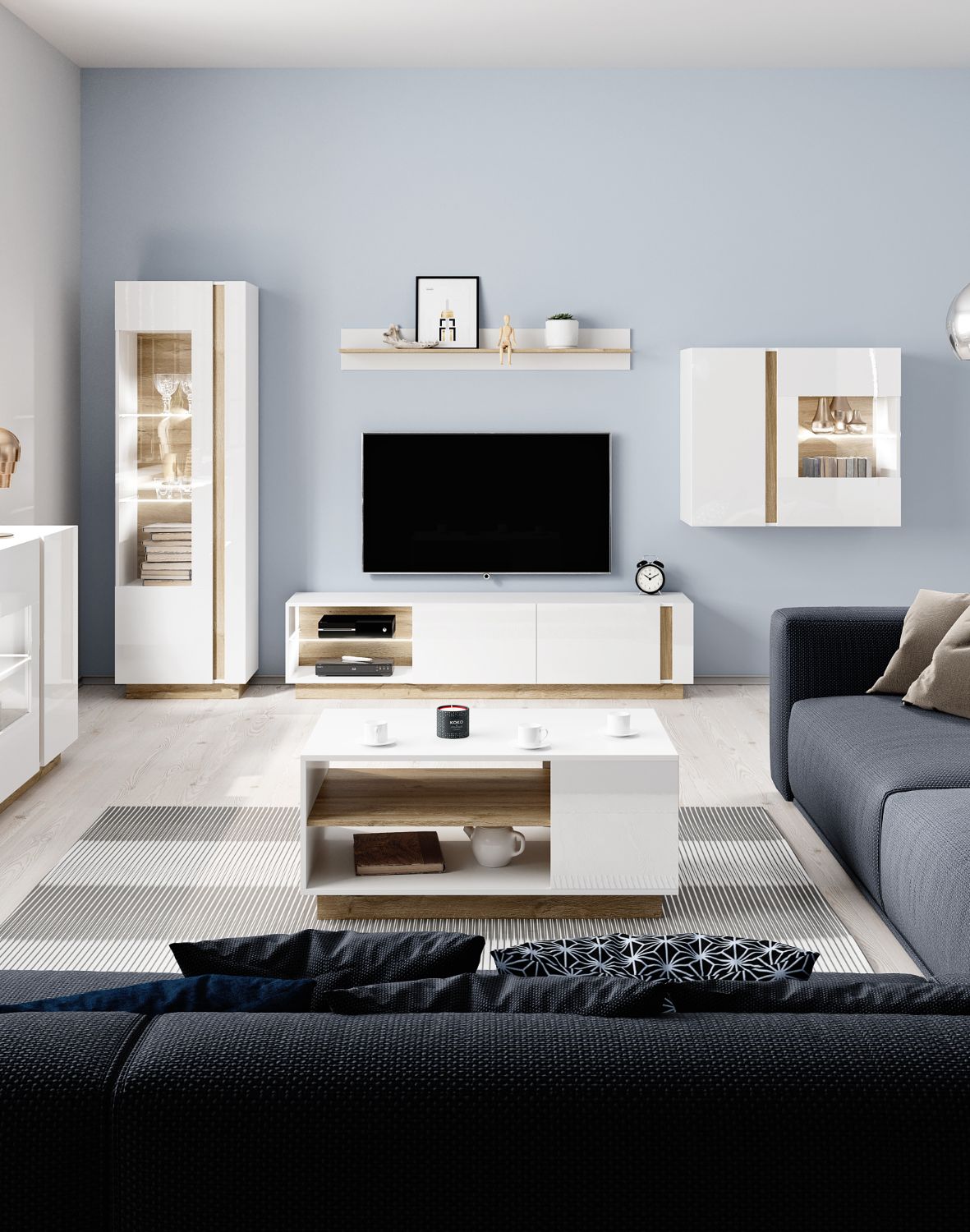 biała witryna wiszaca arco d z led