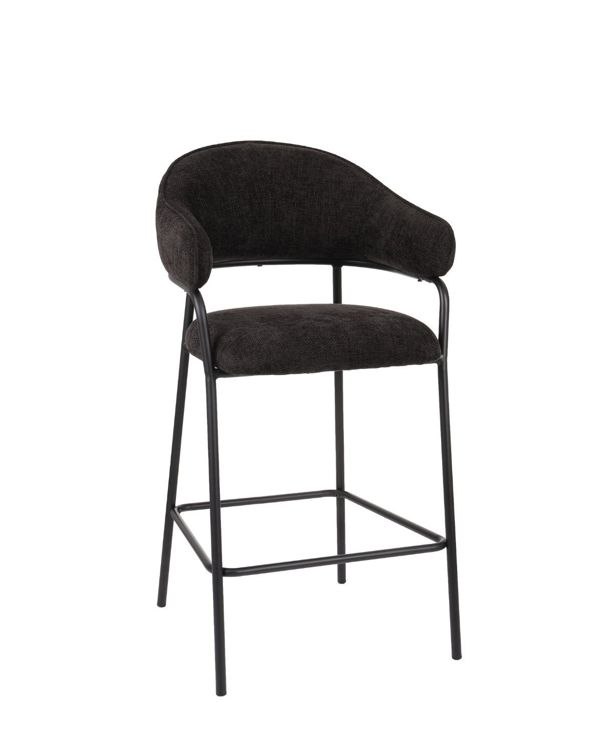 hoker do kuchni z podnóżkiem bianca, tapicerowany, czarny