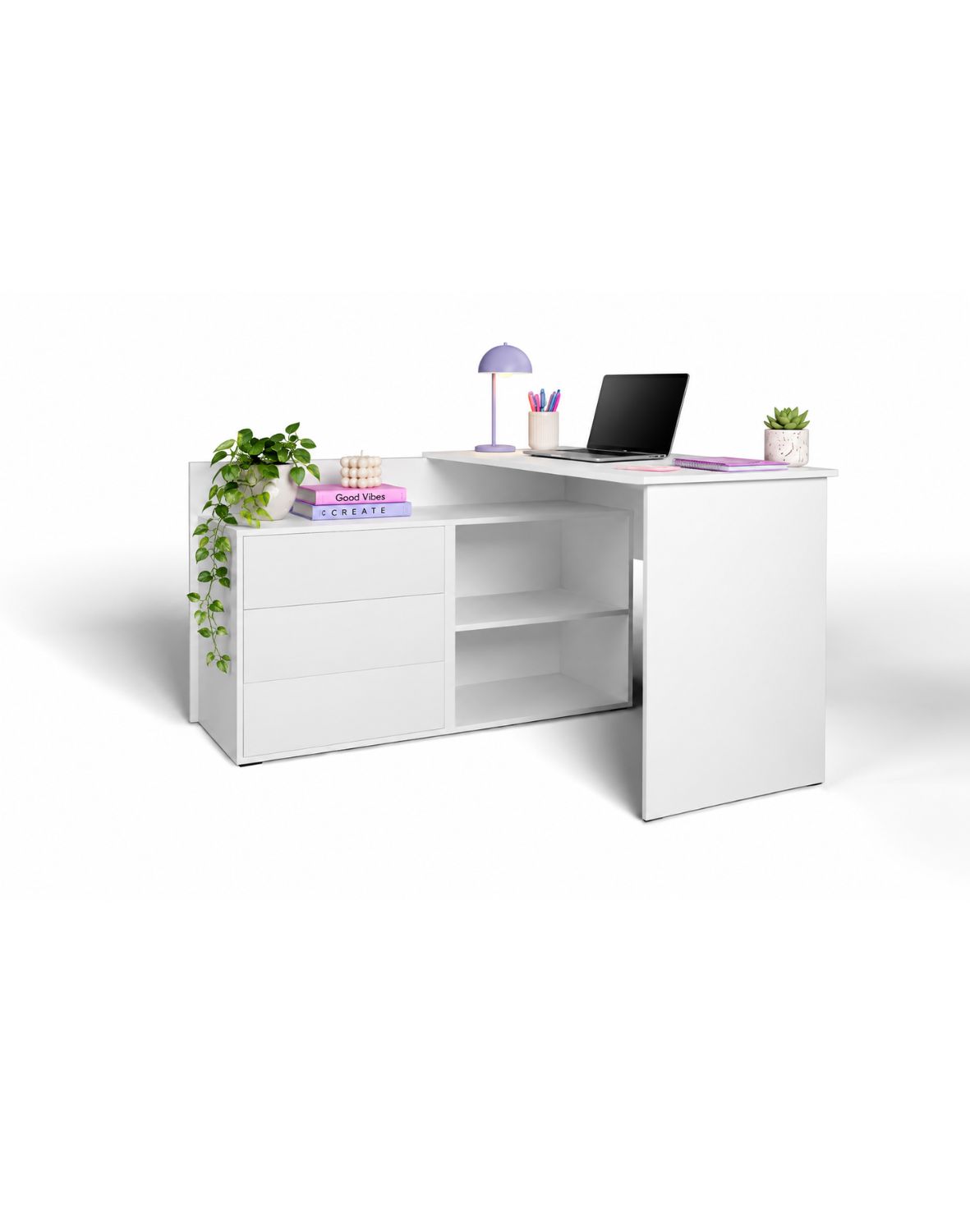 Narożne biurko Tivo 120 cm białe