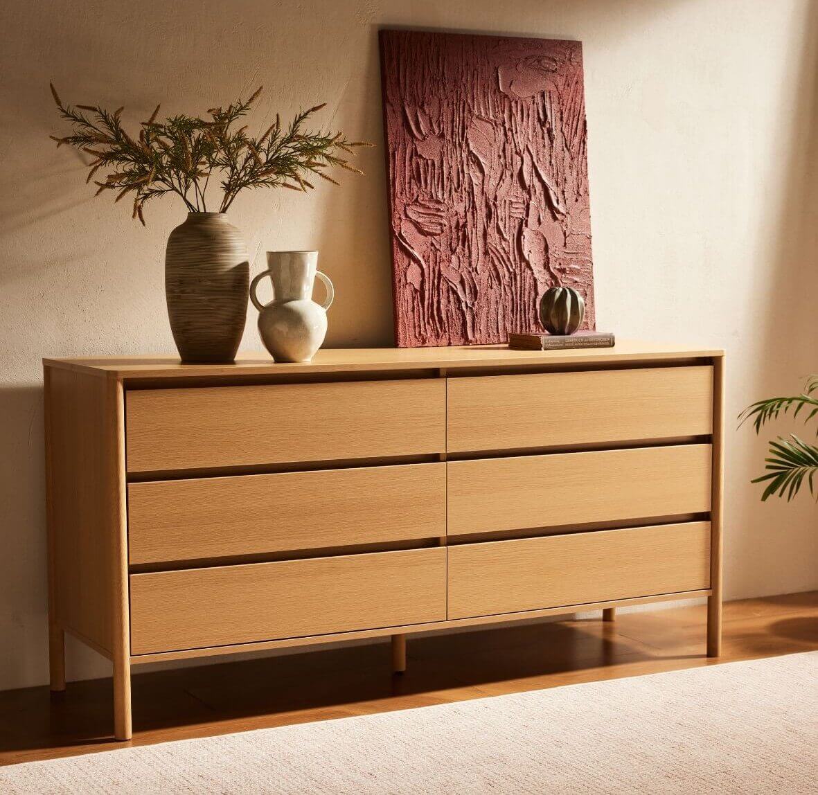 komoda blair z 6 szufladami (cd01) naturalny dąb 120 cm