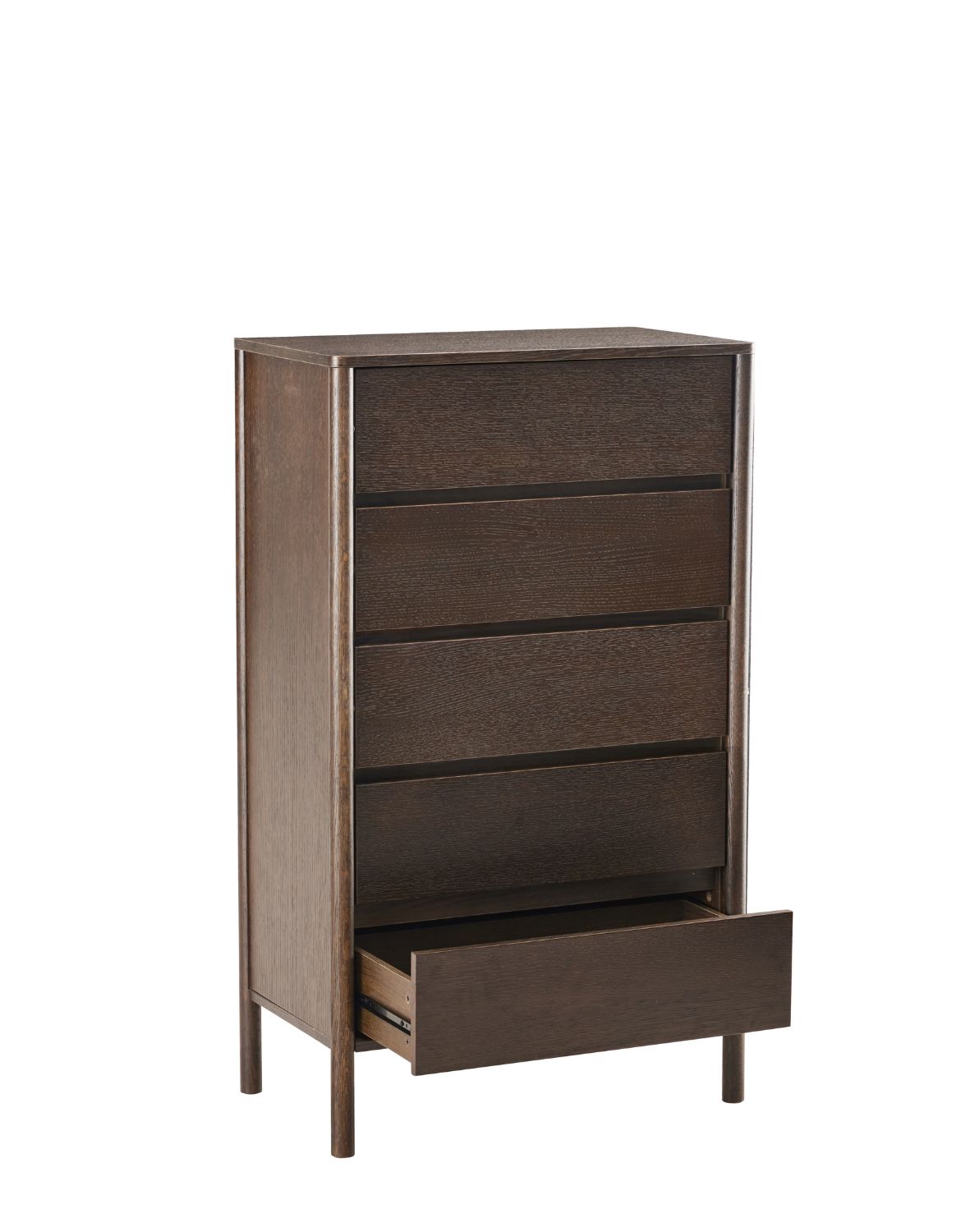 wysoka komoda blair z 5 szufladami (cd02) przydymiony dąb 70x118 cm