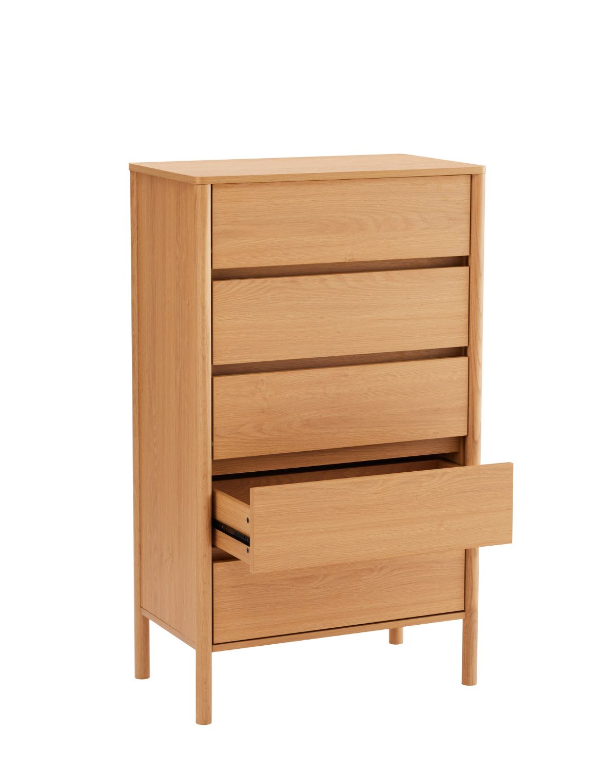 wysoka komoda blair z 5 szufladami (cd02) naturalny dąb 70x118 cm