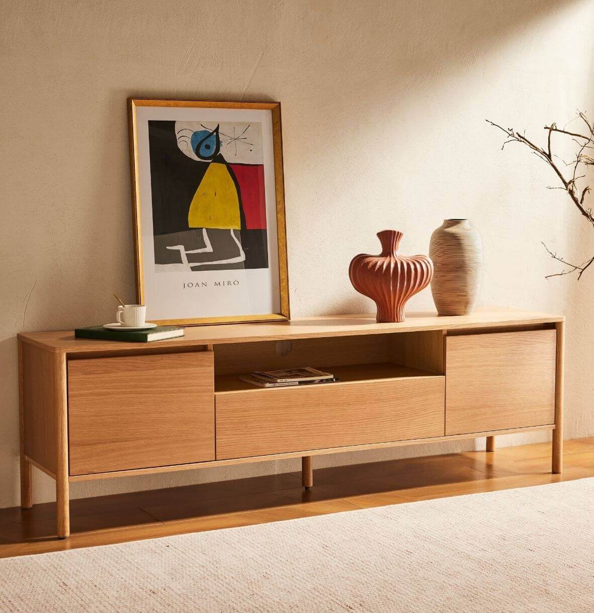 szafka rtv blair (TU01) dębowa – 180 cm, nogi z litego drewna