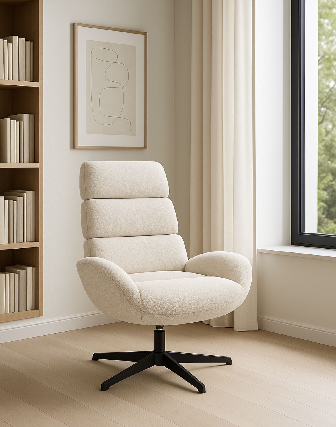 fotel obrotowy cloud z wysokim oparciem, jasnobeżowy (fs80)