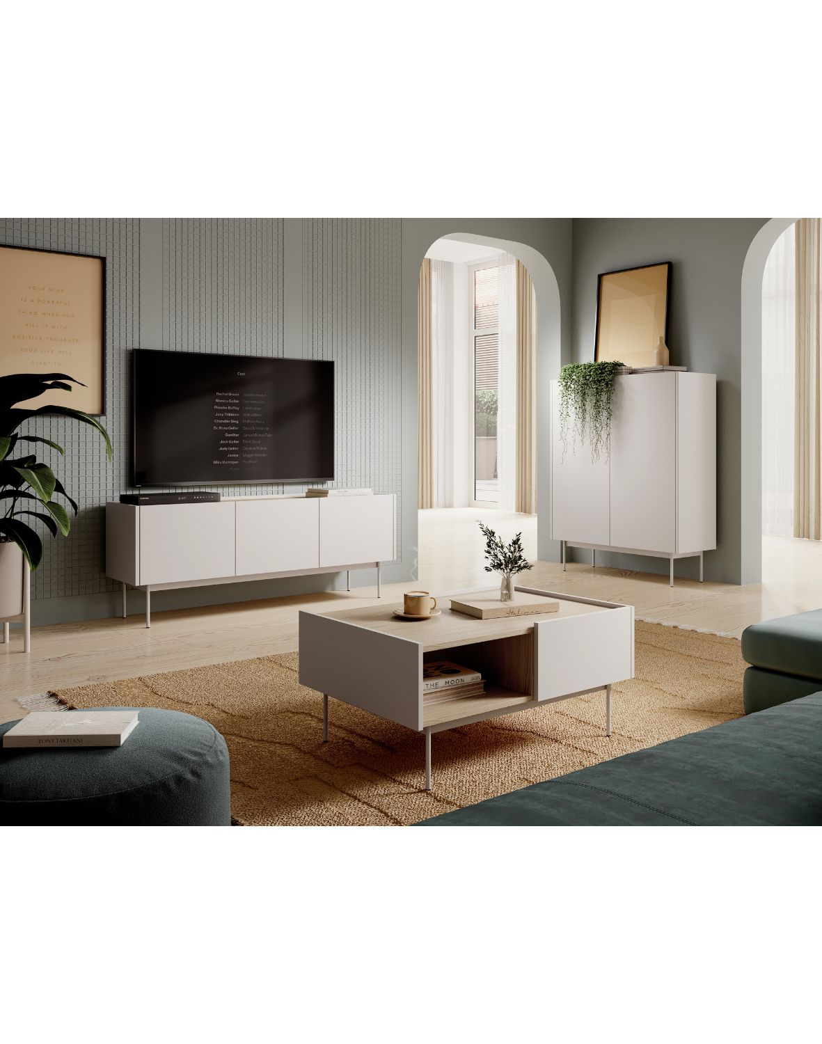 nowoczesna komoda color k-144 kaszmirowa/dąb linea