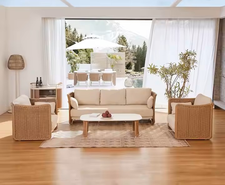 zestaw ogrodowy corsica: 3-osobowa sofa, 2 fotele i stolik kawowy