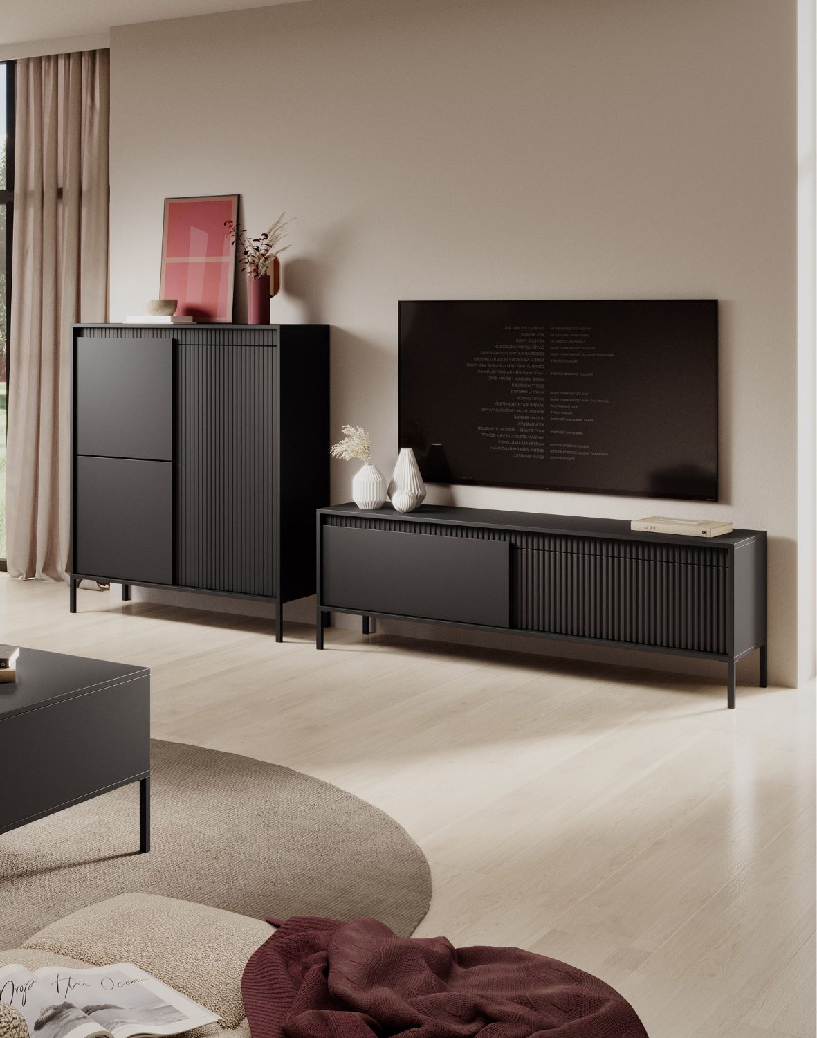 czarna komoda pod telewizor senso d