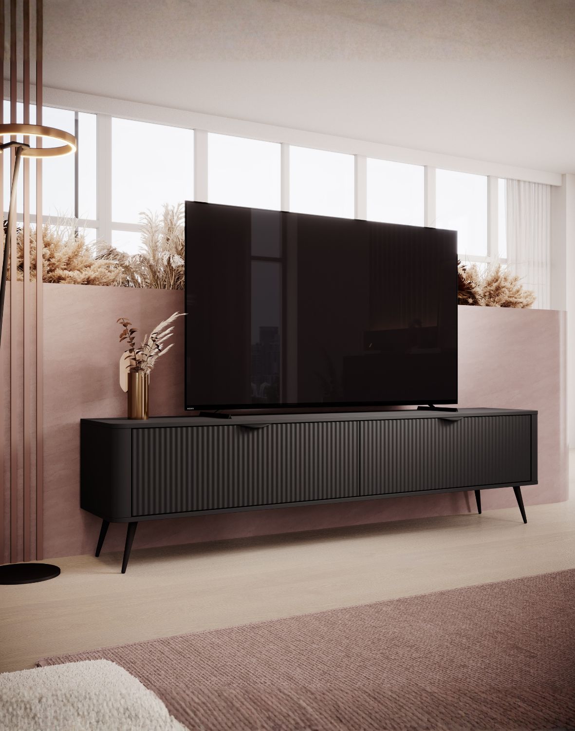 czarna komoda rtv lante e 200 2d