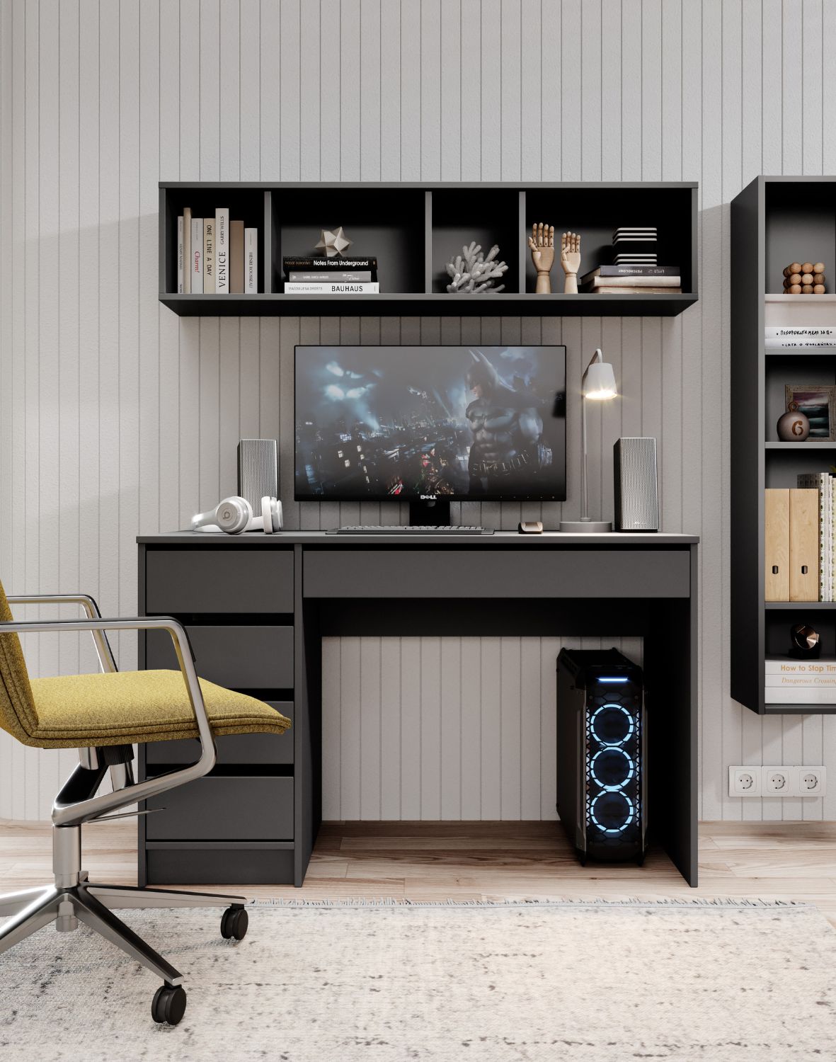 czarne biurko z szufladami ada