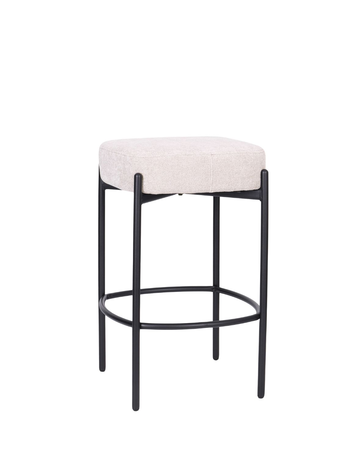 kwadratowy hoker do kuchni z podnóżkiem dolly, beż