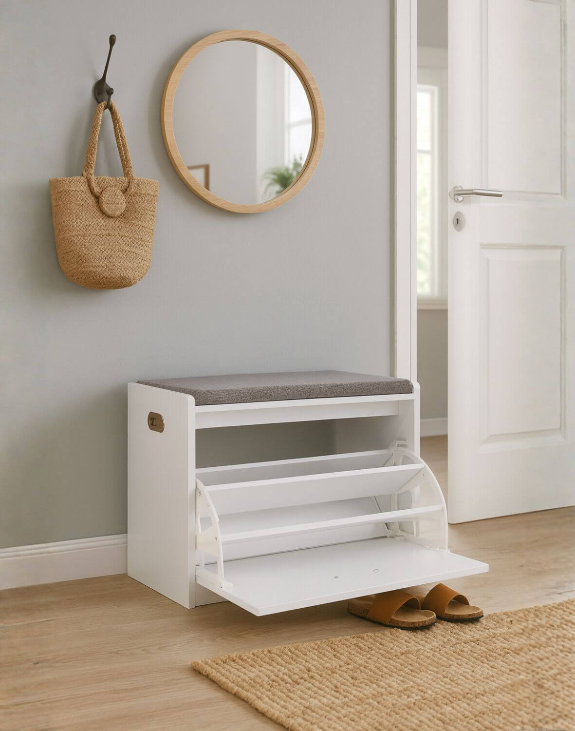 szafka na buty z siedziskiem duna, biała