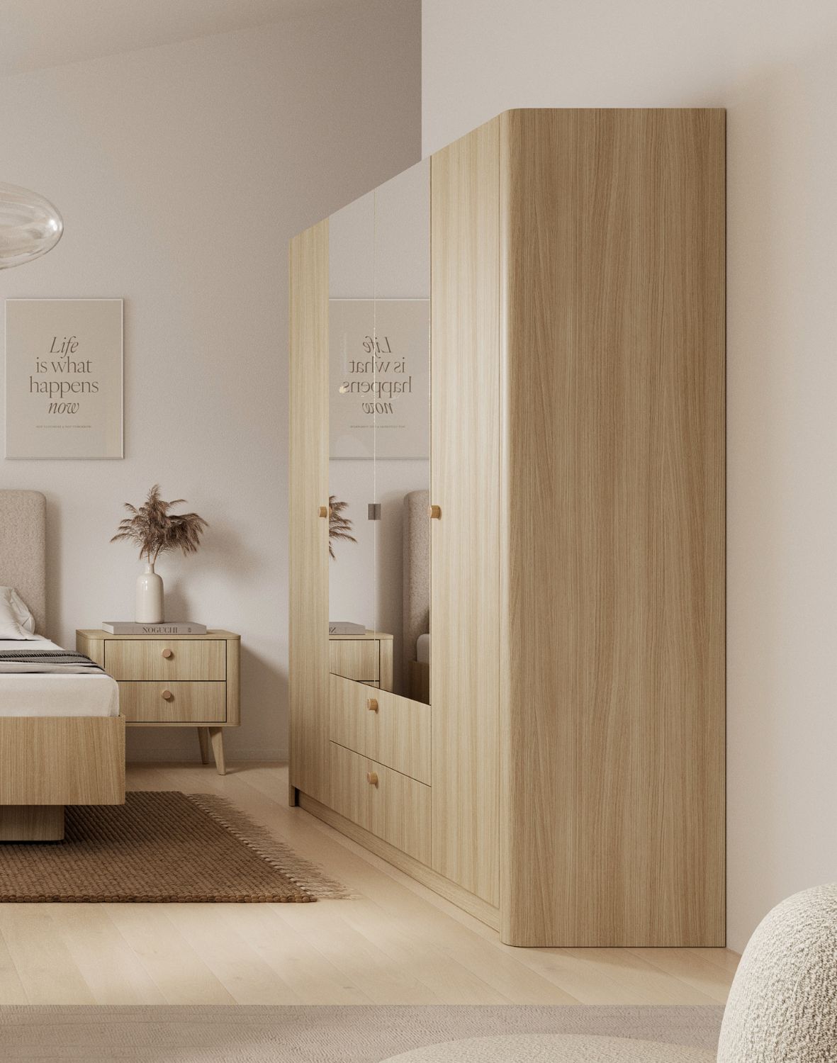 duża szafa czterodrzwiowa z lustrem i szufladami viki