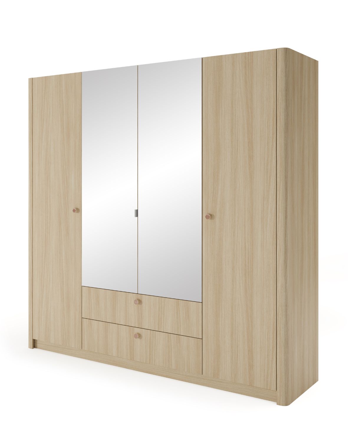 Velká čtyřdveřová šatní skříň se zrcadlem a zásuvkami Viki A 213 4D2S