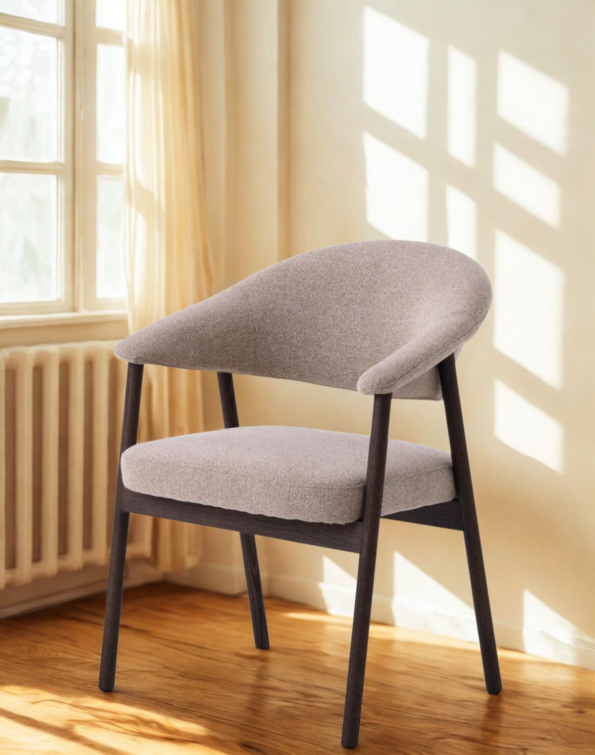 fotel tapicerowany elk, dębowe nogi w odcieniu ciemnej kawy (56160201)