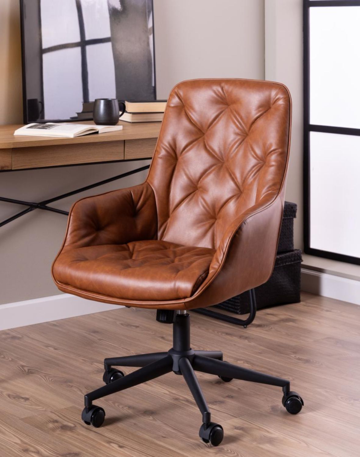 krzesło biurowe erik, ekoskóra, regulowane, z pikowaniem (09073)