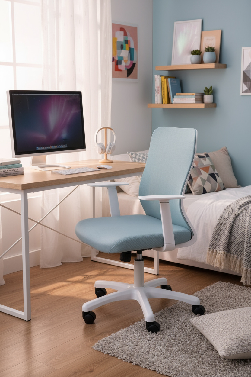 krzesło siatkowe fit white błękitne