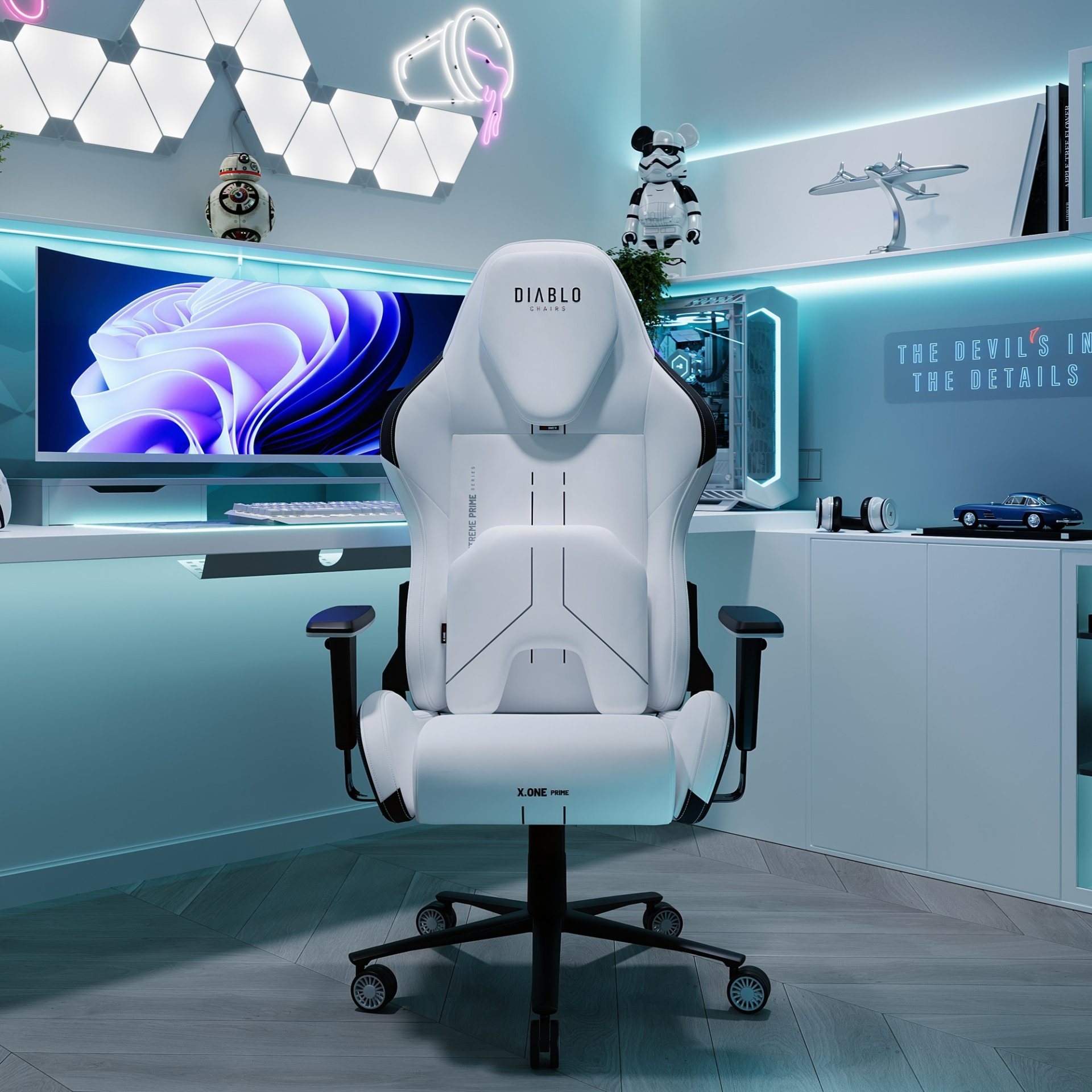 Fotel gamingowy biały z chłodzącym siedziskiem, Normal Size: Diablo X-One Prime Ghosted White 3