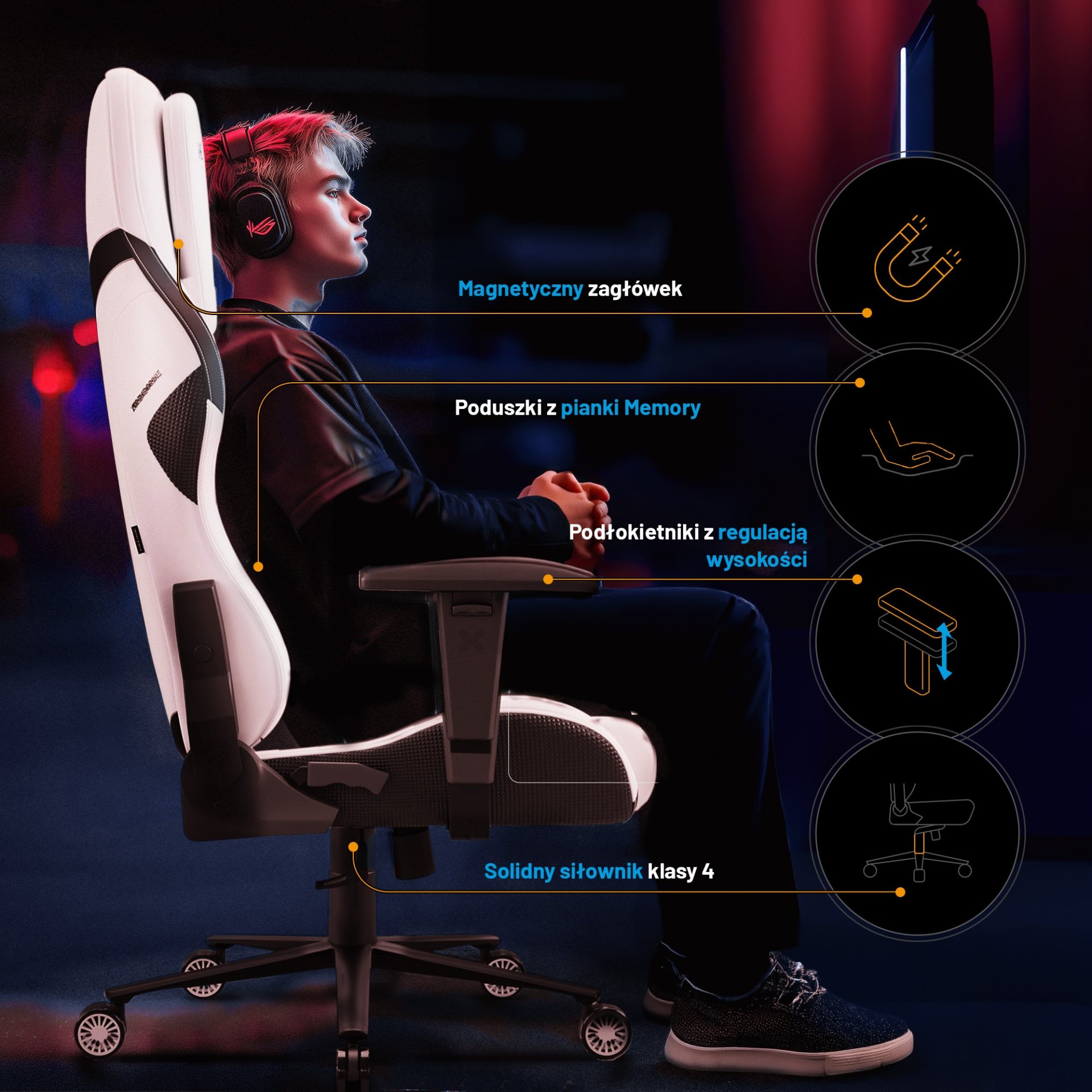 Fotel gamingowy biały z chłodzącym siedziskiem, Normal Size: Diablo X-One Prime Ghosted White 7