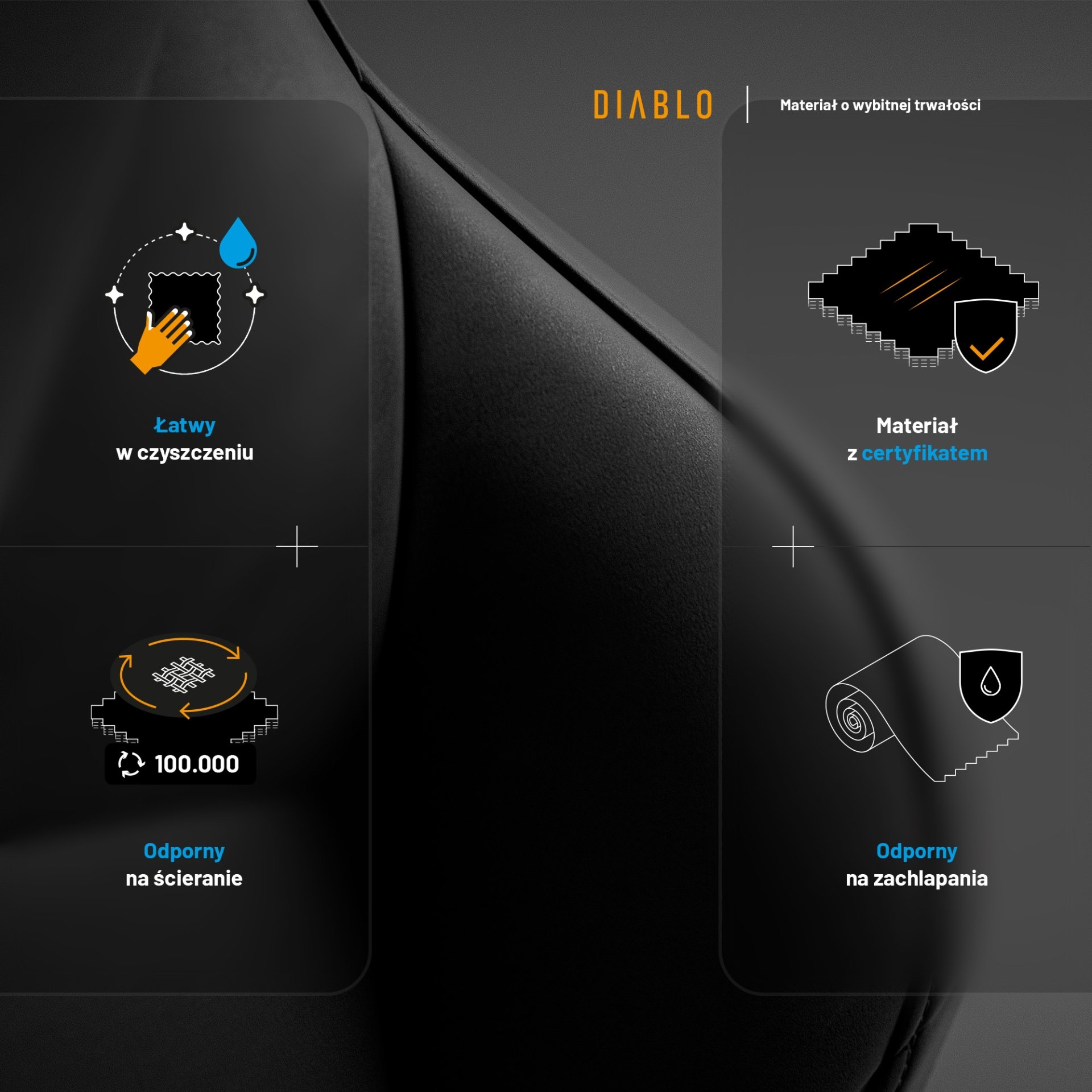Fotel gamingowy czarny z chłodzącym siedziskiem, Normal Size: Diablo X-One Prime Burned Black 13