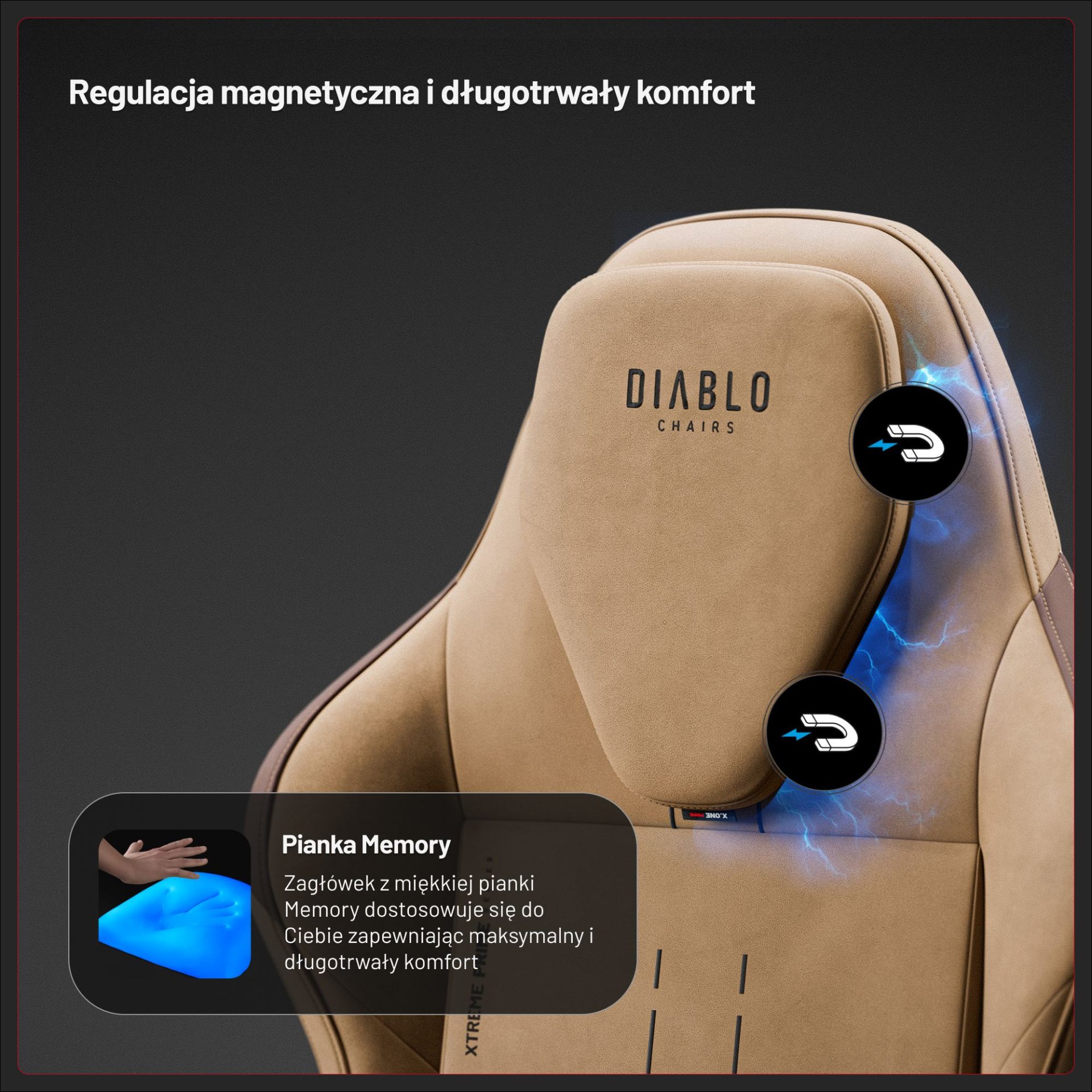 Fotel gamingowy materiałowy brązowy, Normal Size: Diablo X.One Prime Camel Brown 4