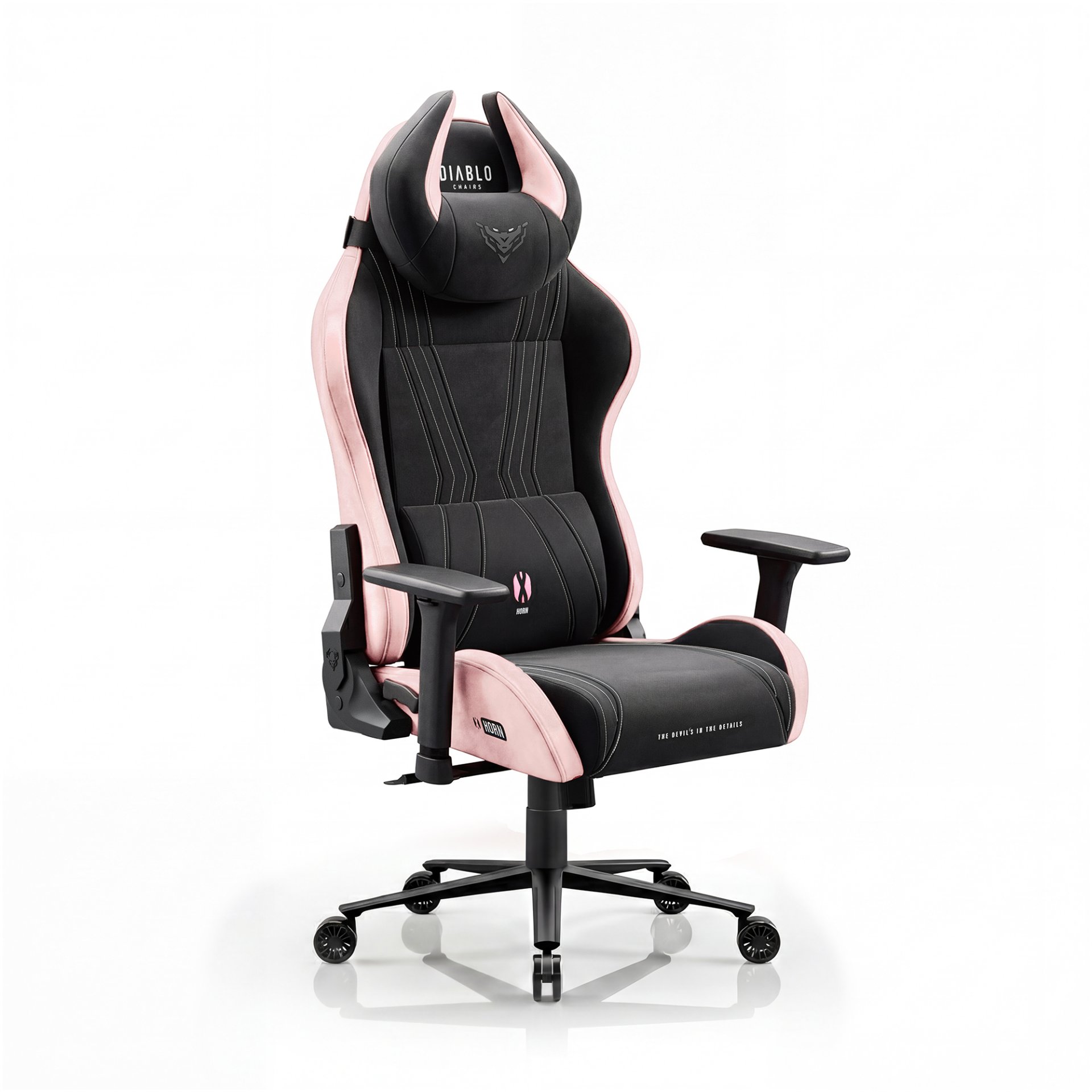 Fotel gamingowy materiałowy Normal Size, czarno-różowy: Diablo X-Horn 2.0 Akira Pink 1