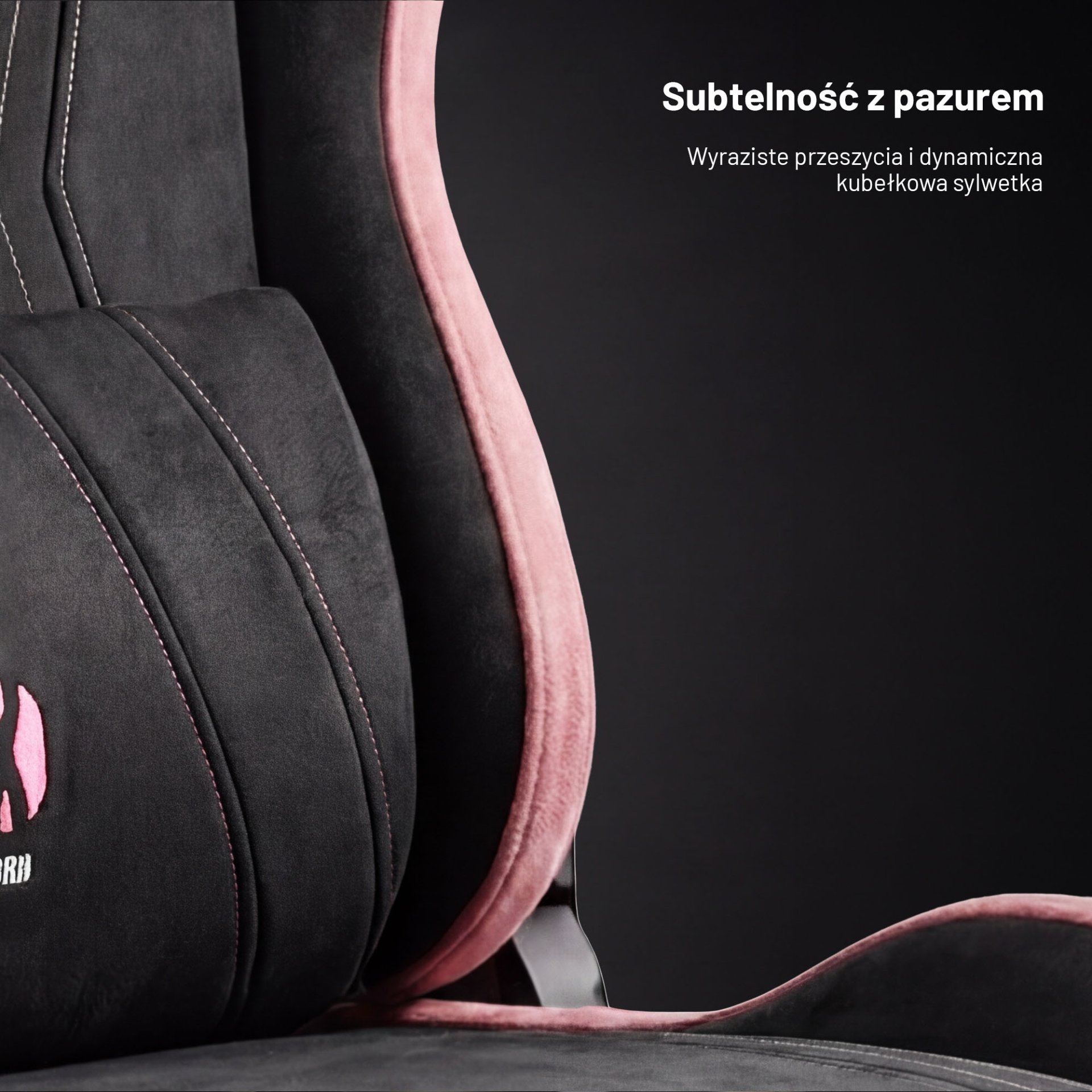 Fotel gamingowy materiałowy Normal Size, czarno-różowy: Diablo X-Horn 2.0 Akira Pink 4