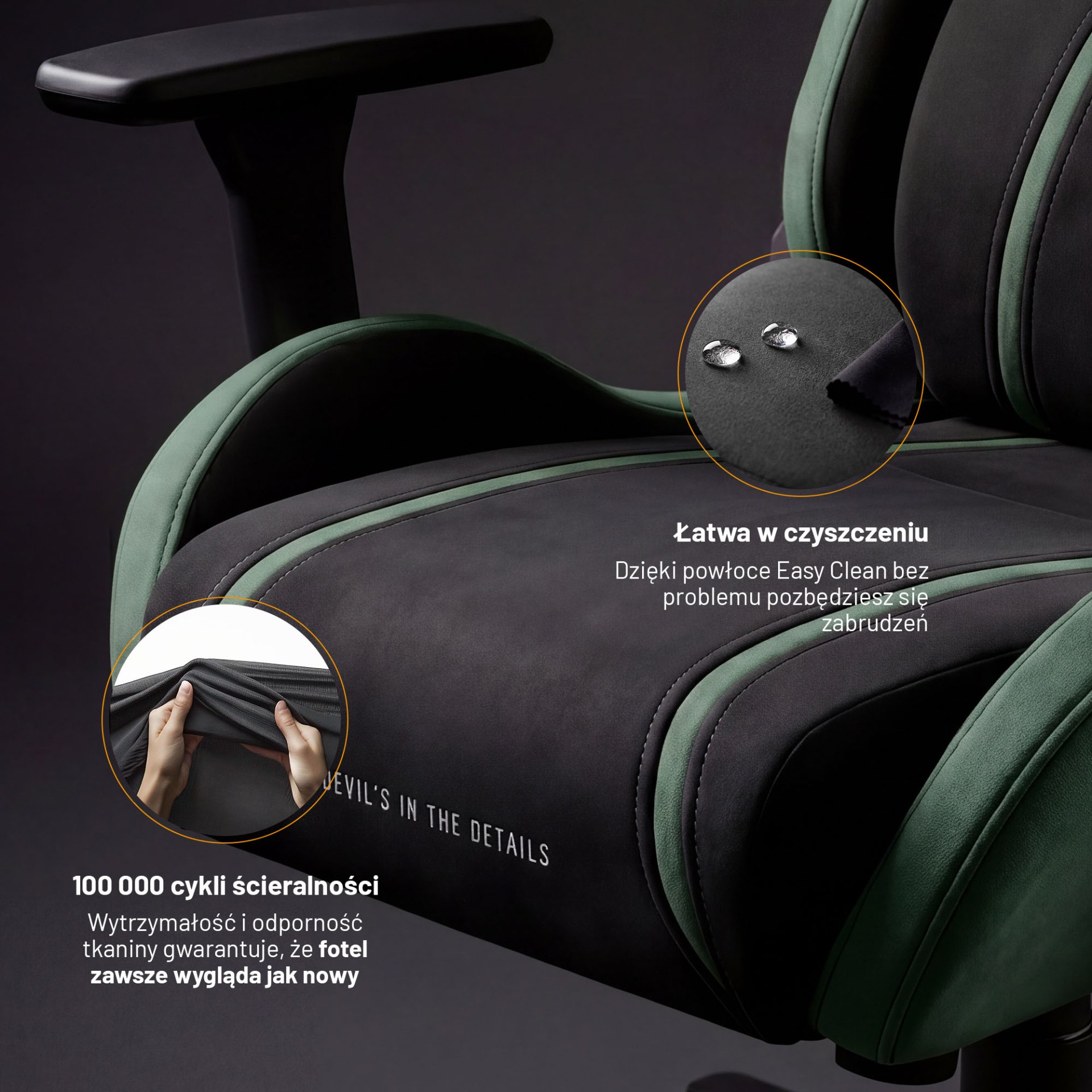 Fotel gamingowy materiałowy Normal Size, czarno-zielony: Diablo X-One 2.0 Forest Green 10