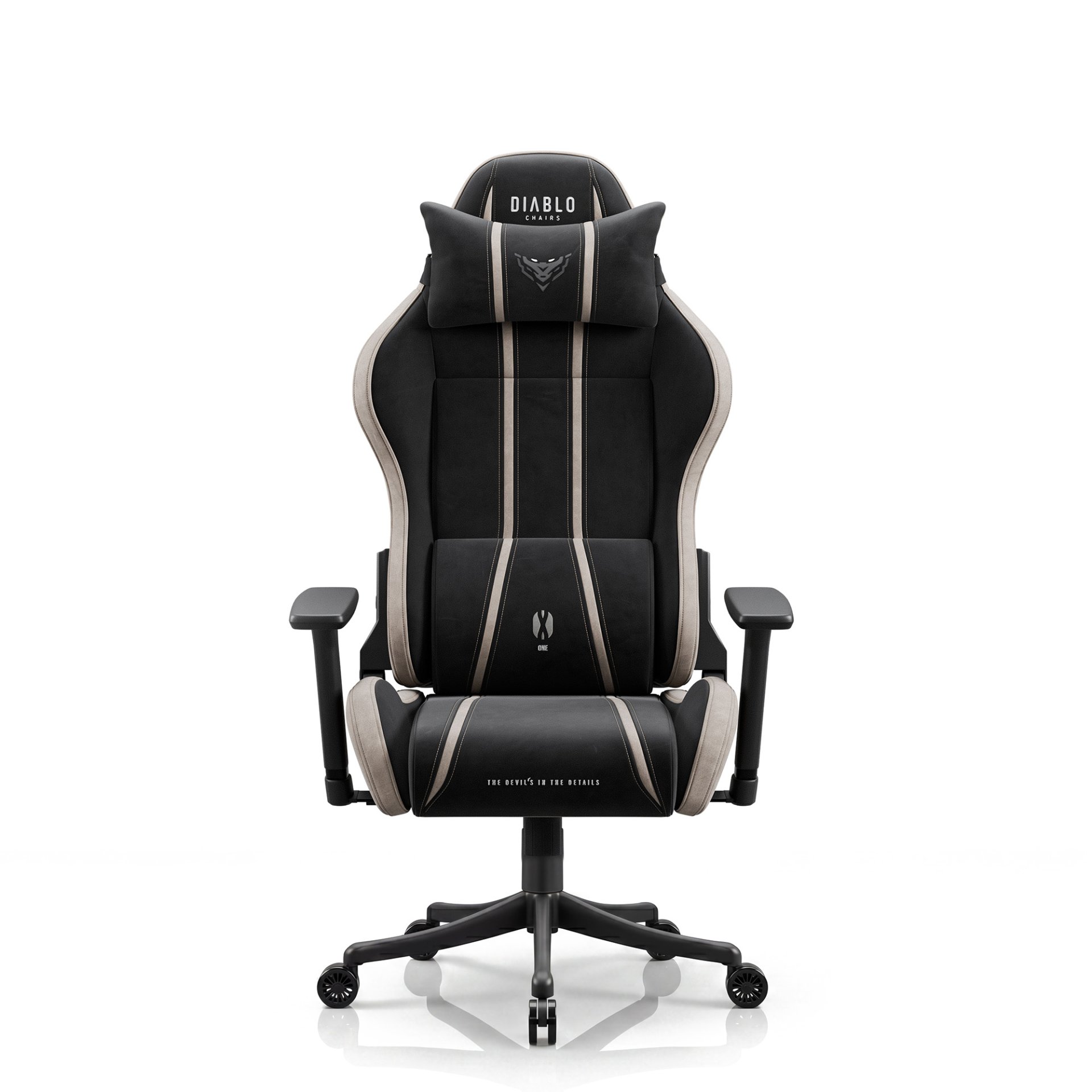 Fotel gamingowy materiałowy Small Size, czarno-beżowy: Diablo X-One 2.0 Camel Black 2