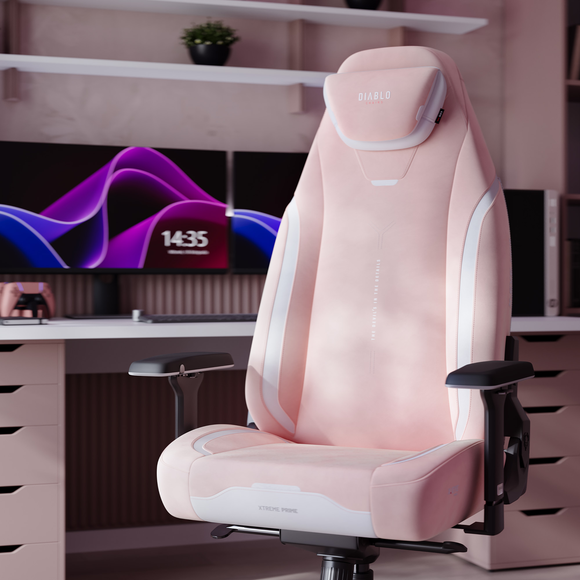 Fotel gamingowy różowy z magnetycznym zagłówkiem Normal Size: Diablo X-Eye Prime Akira Pink 17