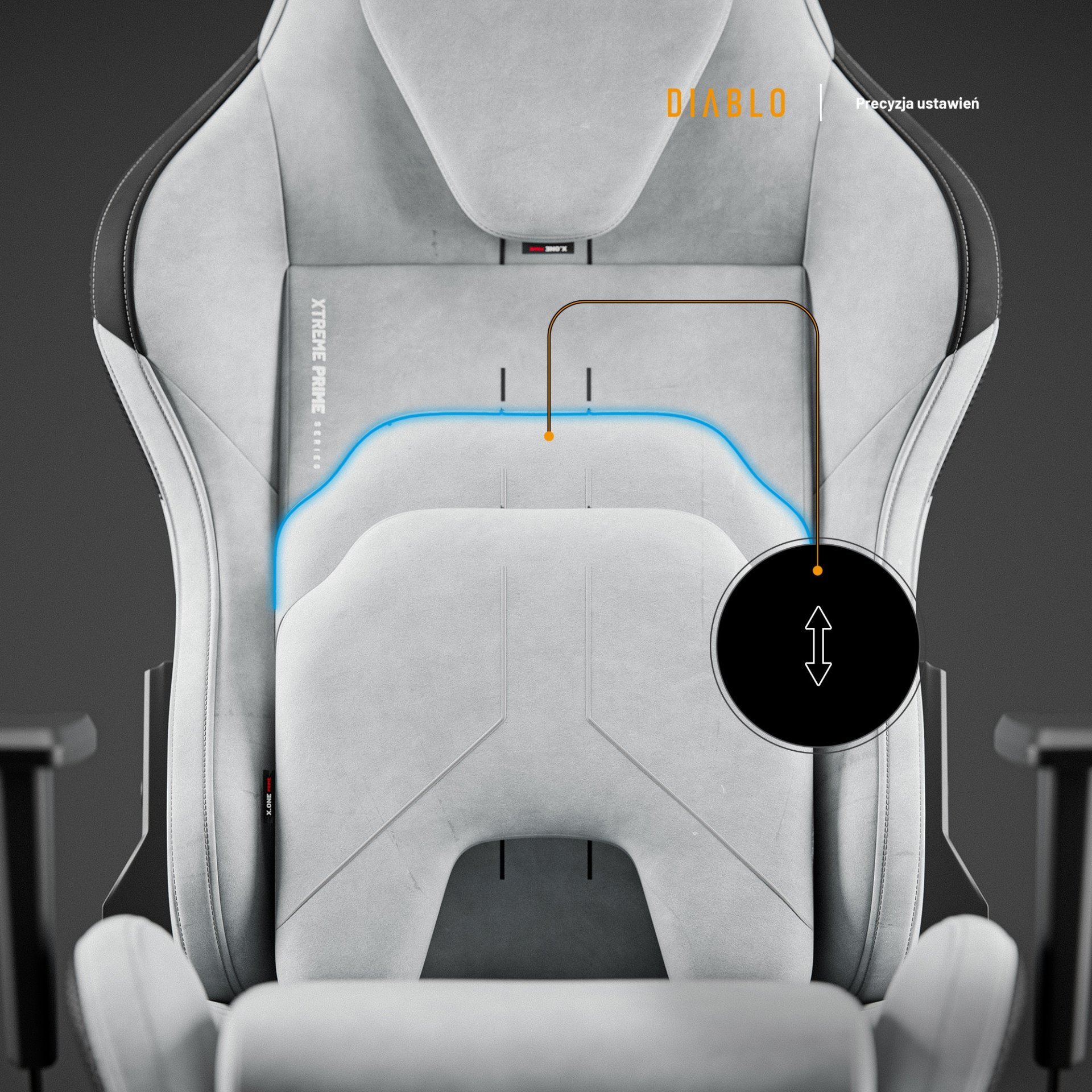 Fotel gamingowy szary z chłodzącym siedziskiem, Normal Size: Diablo X-One Prime Nightwolf Moon 10