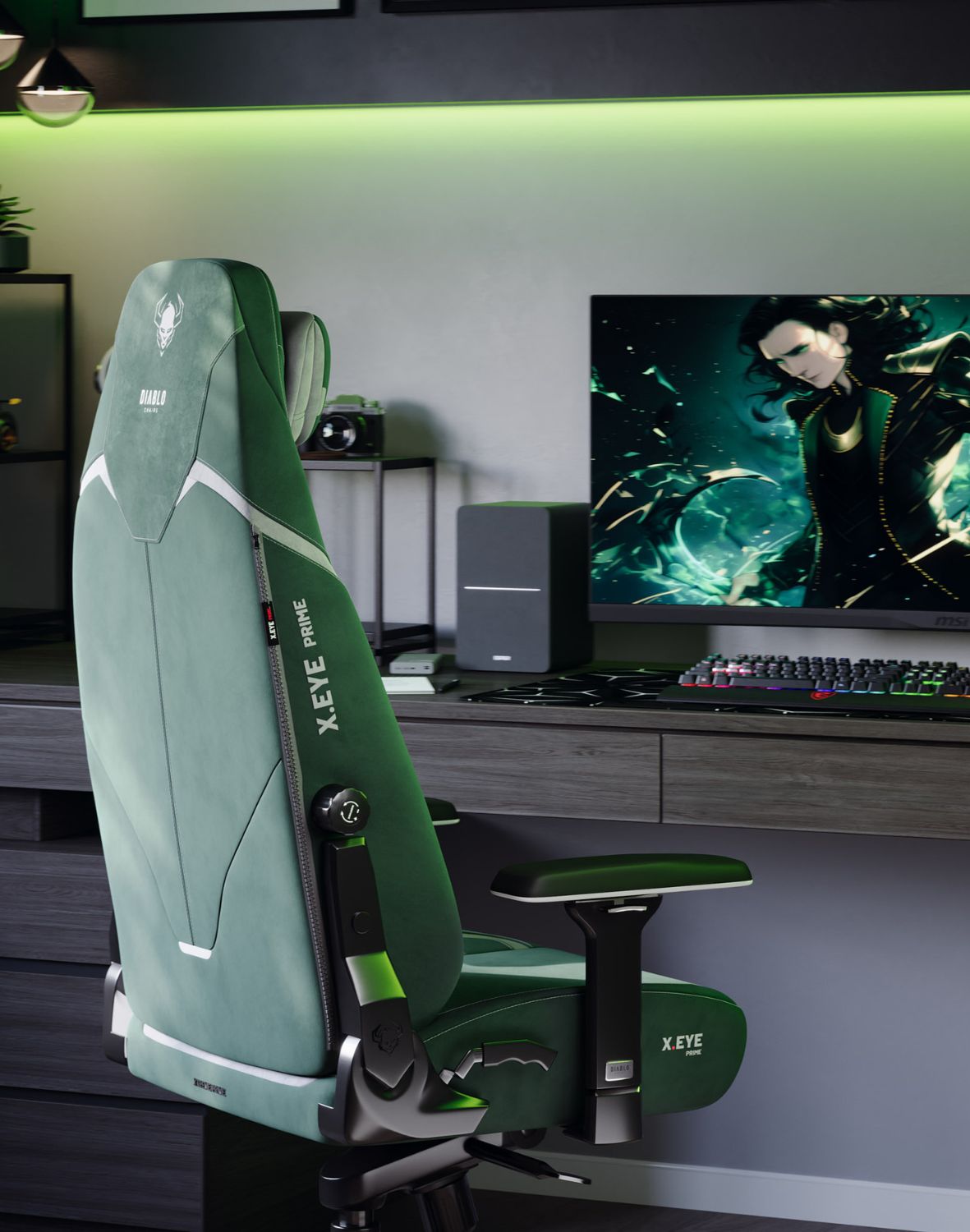 fotel gamingowy, diablo, butelkowa zieleń