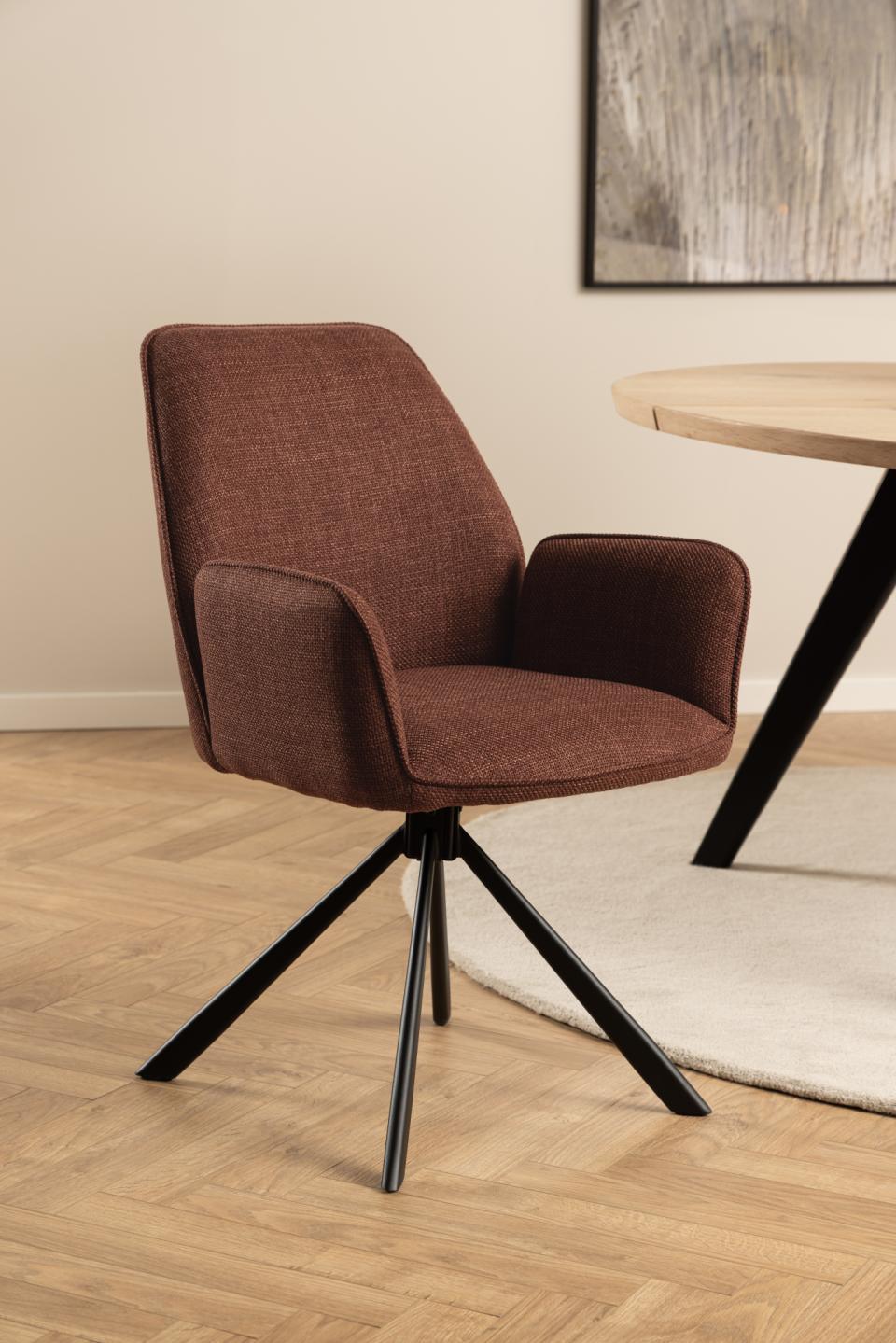 krzesło obrotowe do jadalni, tapicerowane glenda