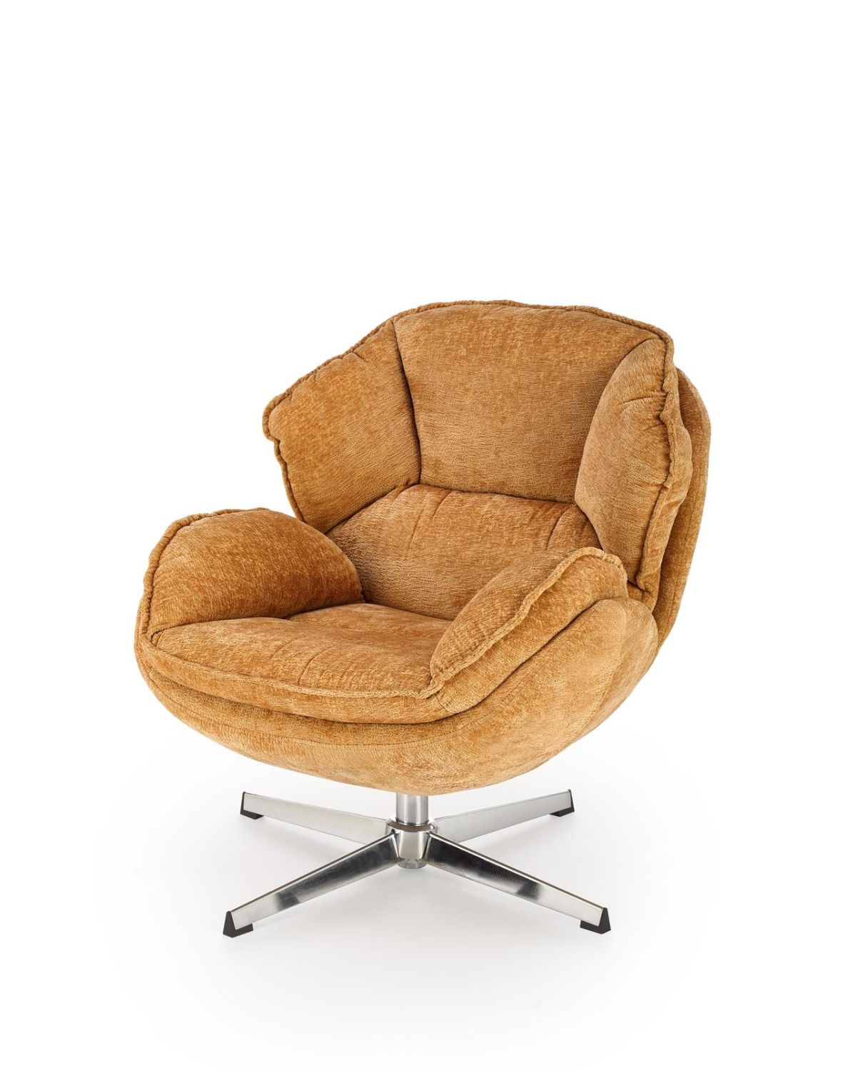 fotel obrotowy guido musztardowy, obrotowy 360°, chrom