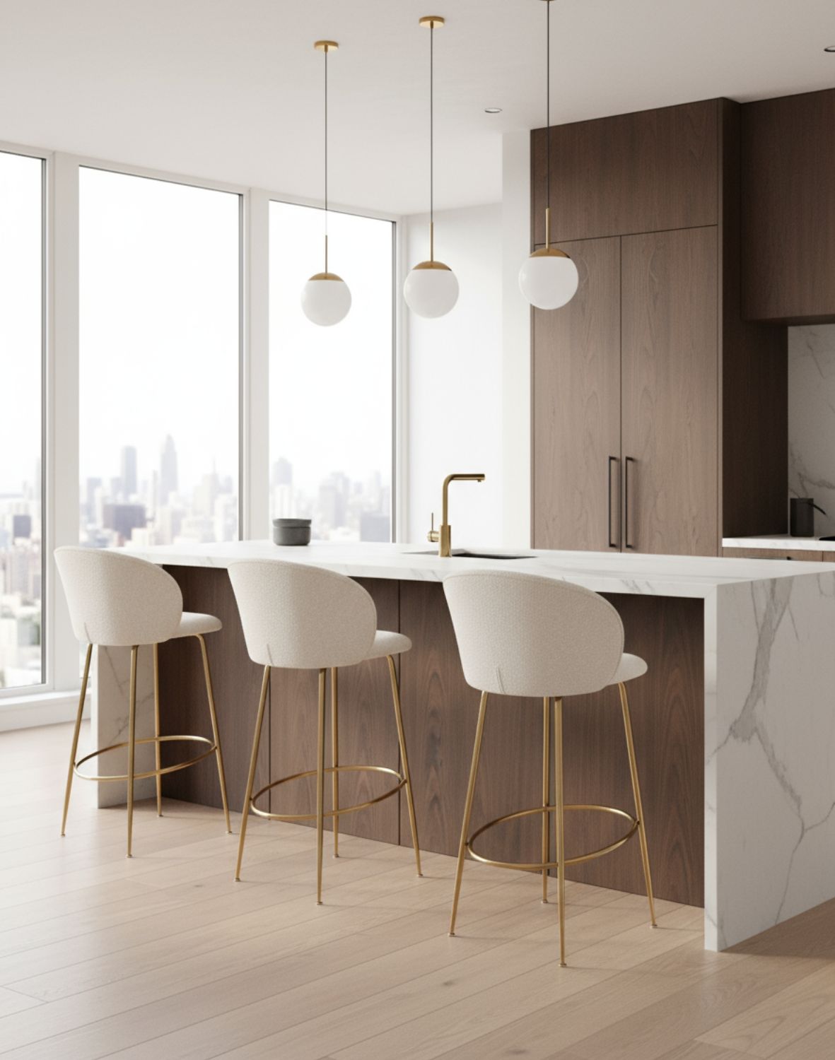 hoker do kuchni h116, kremowy, złoty stelaż