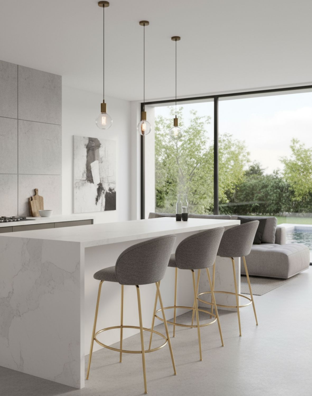 hoker do kuchni H116, szary, złoty stelaż